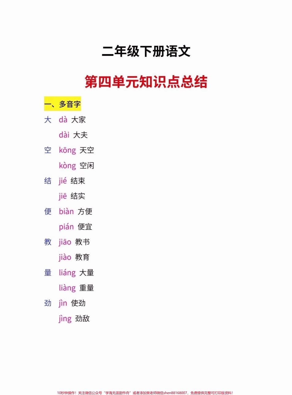 二年级语文下册第四单元知识点总结二年级语文下册第四单元知识点总结#第四单元#知识点总结 #二年级语文下册 #家长收藏孩子受益 #关注我持续更新小学知识.pdf_第2页