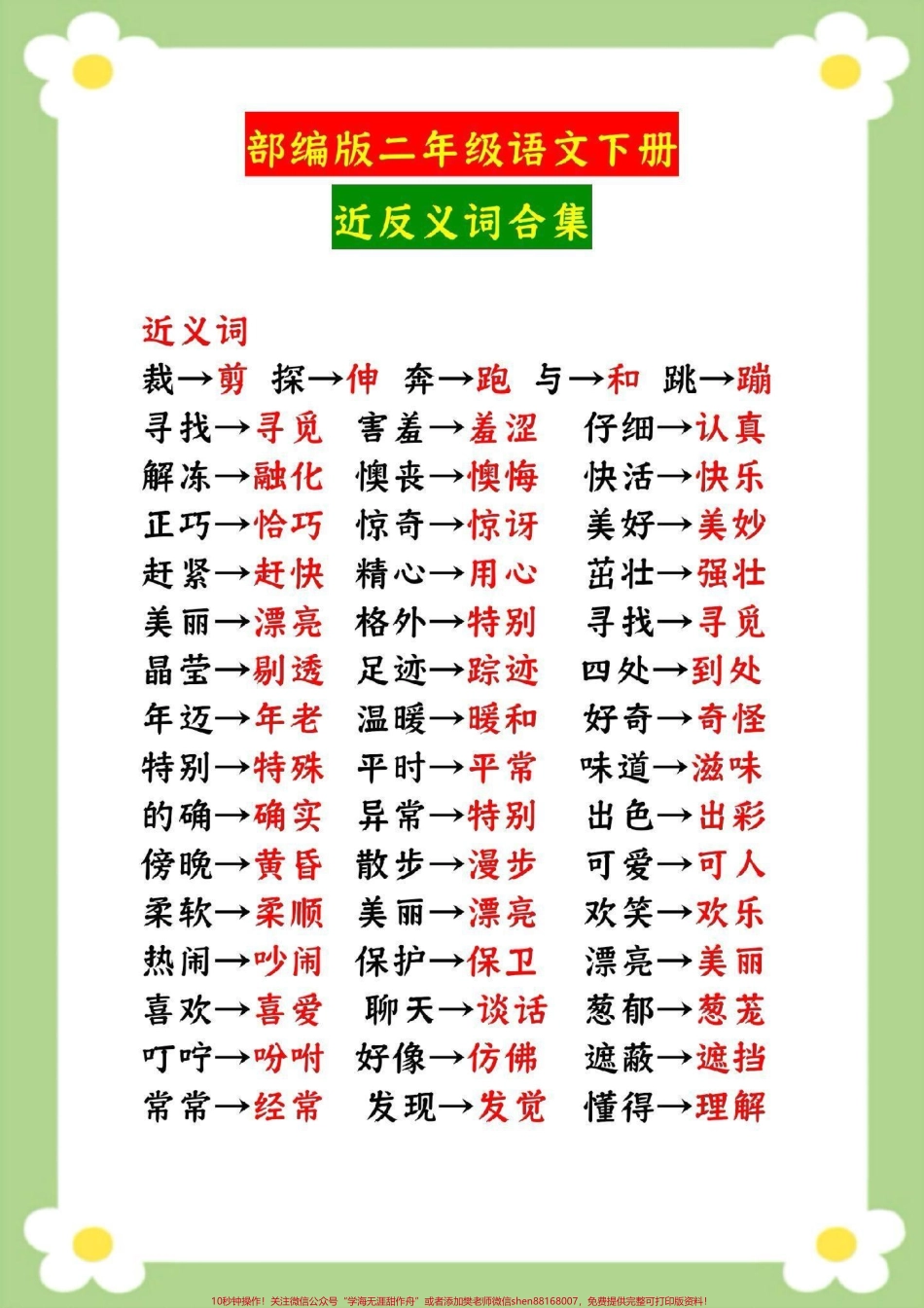 二年级下册语文#二年级语文 #近义词反义词 #必考考点 小学语文重点知识课堂笔记 #开学季 #寒假作业 寒假预习.pdf_第2页