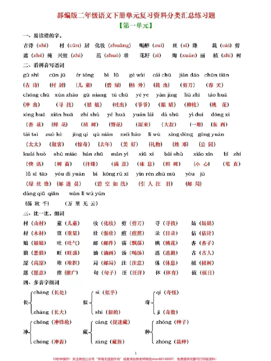 二年级下册语文1-8单元基础知识点归纳总结#家长收藏孩子受益 #每天学习一点点 #教育 #学习 #知识点总结.pdf_第3页
