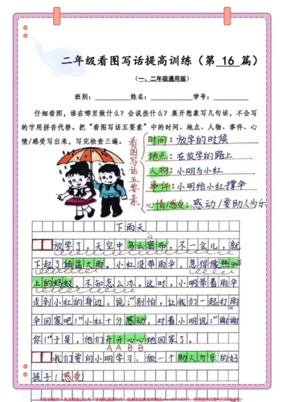 老师敲重点了[耶]《一二年级语文必考看图写话》给孩子打印出来练一练吧期末考试不丢分#期末复习#暑假预习 #一升二.pdf_第1页