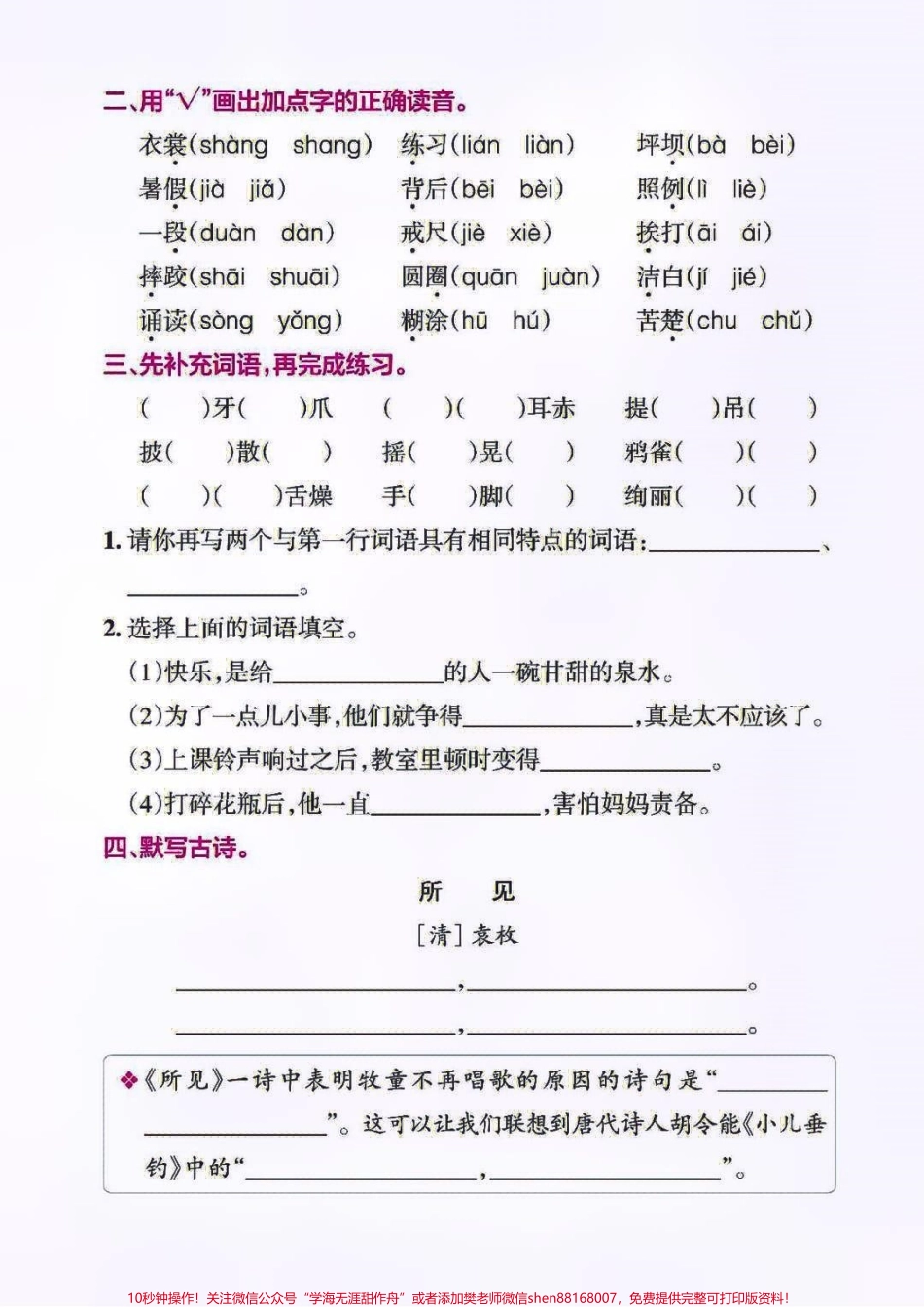 三年级上册语文期中复习1-4单元基础知识点练习归纳#小学语文资料分享 #知识点总结 #小学知识点归纳 #.pdf_第2页