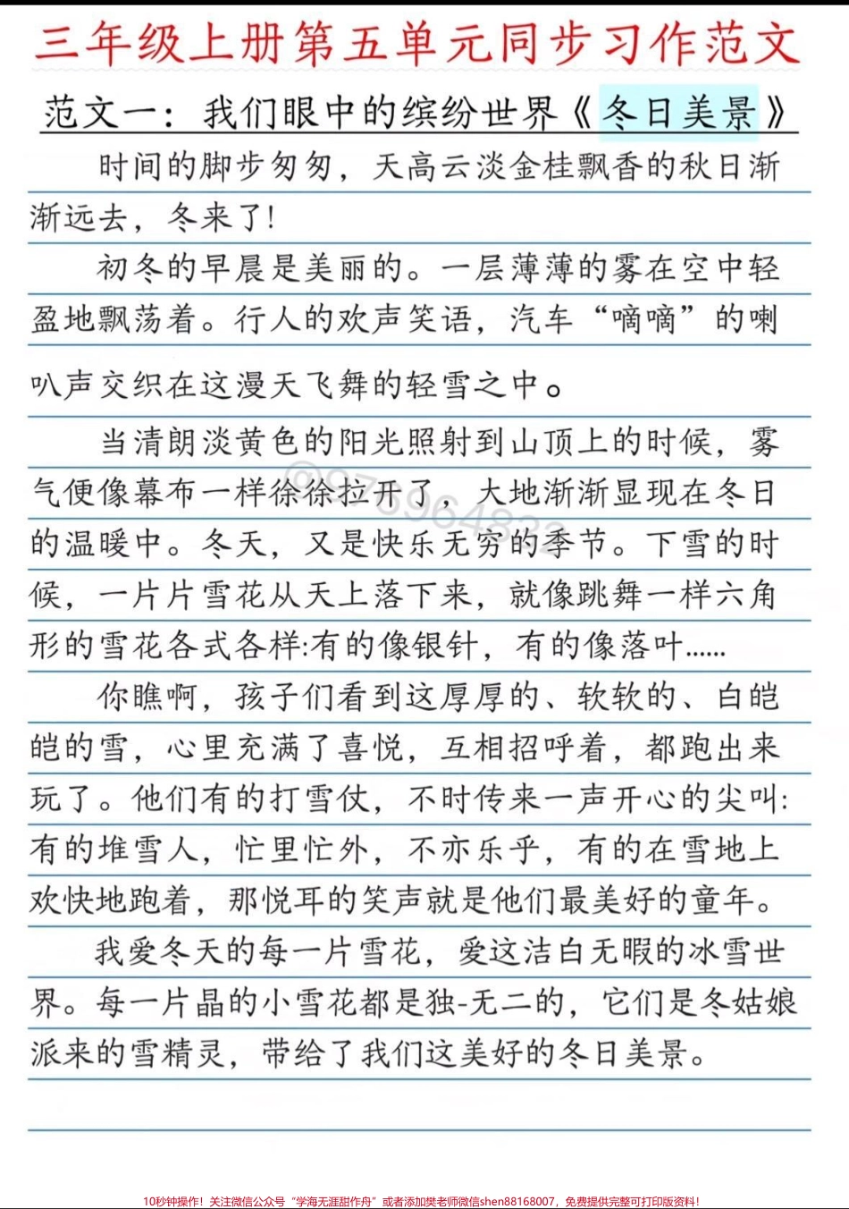 三年级语文上册 第五单元同步习作范文#三年级 #三年级上册语文 #优秀范文 #必考考点 #同步作文.pdf_第2页