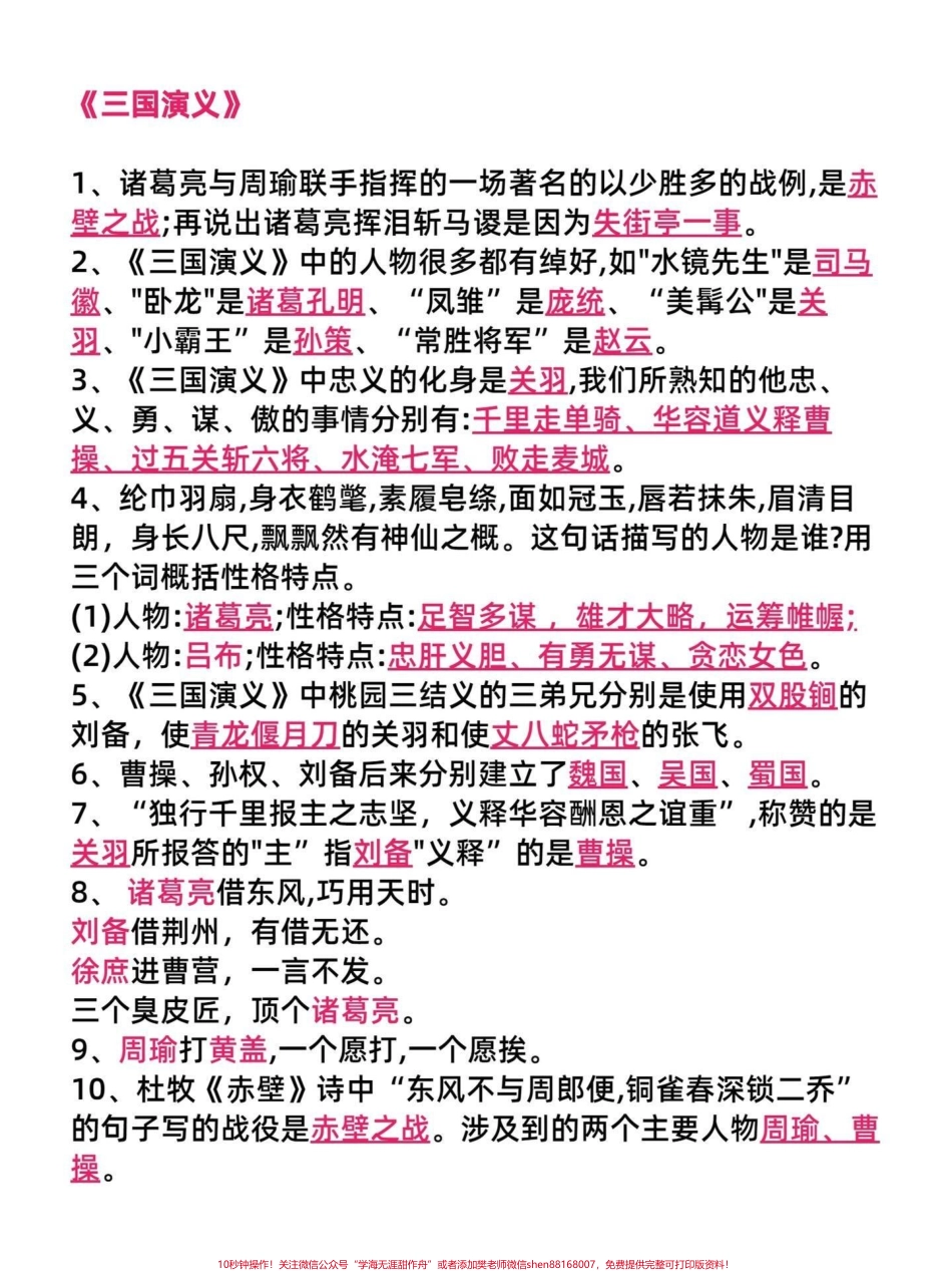 四年级上册语文常考易考《四大名著》知识点四年级语文期中期末高频考点《四大名著》基本常识容易在考试中出现家长打印一份给孩子学习吧#四年级语文上册 #家长收藏孩子受益 #关注我持续更新小学知识 #小学四大名著#小学语文 - 副本.pdf_第3页