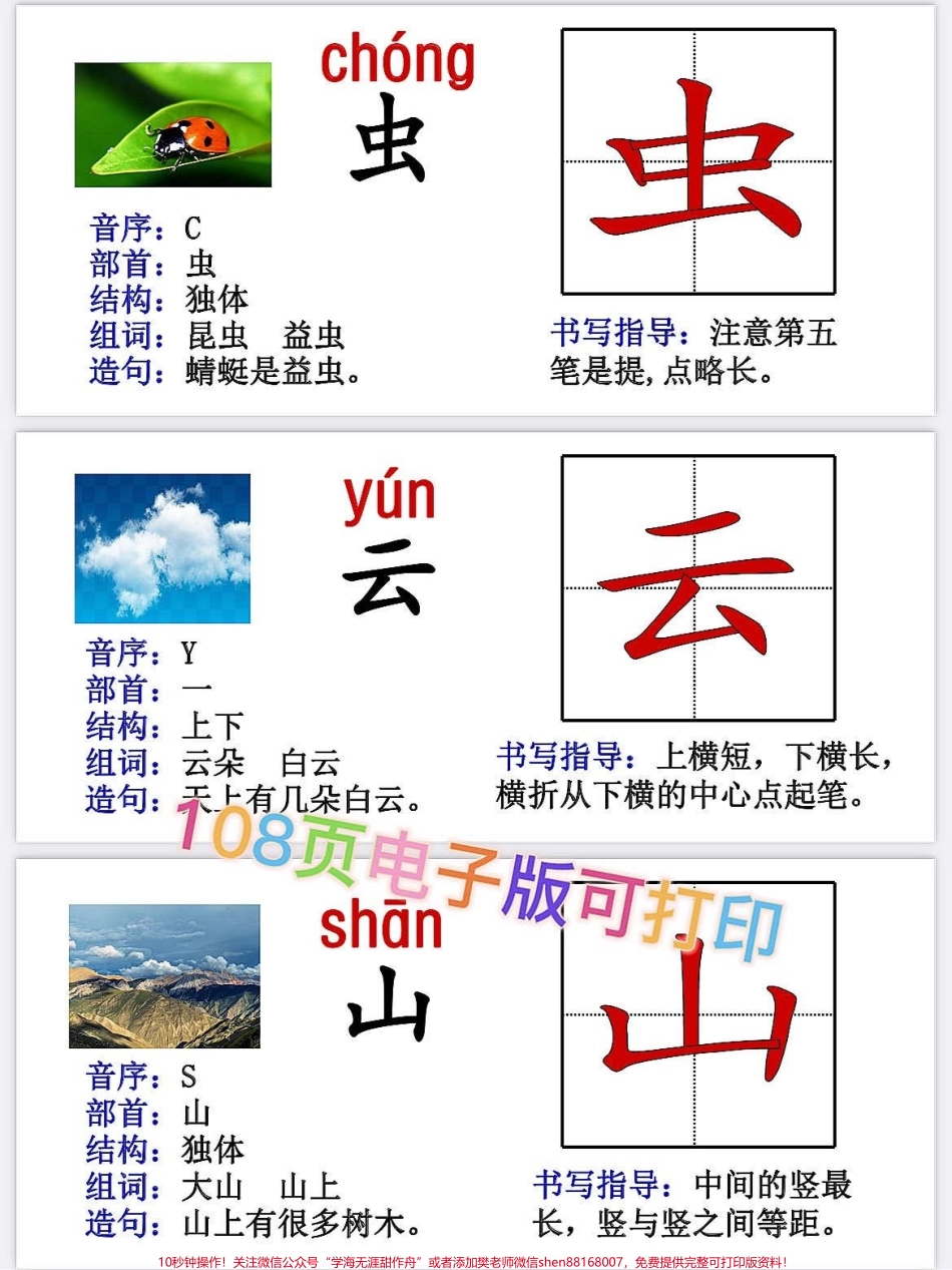 部编一年级上册最新生字卡偏旁部首组词造句带拼音#一年级重点知识归纳 #学霸秘籍 #关注我持续更新小学知识 #每天学习一点点进步一点点 #小学语文怎么学.pdf_第2页