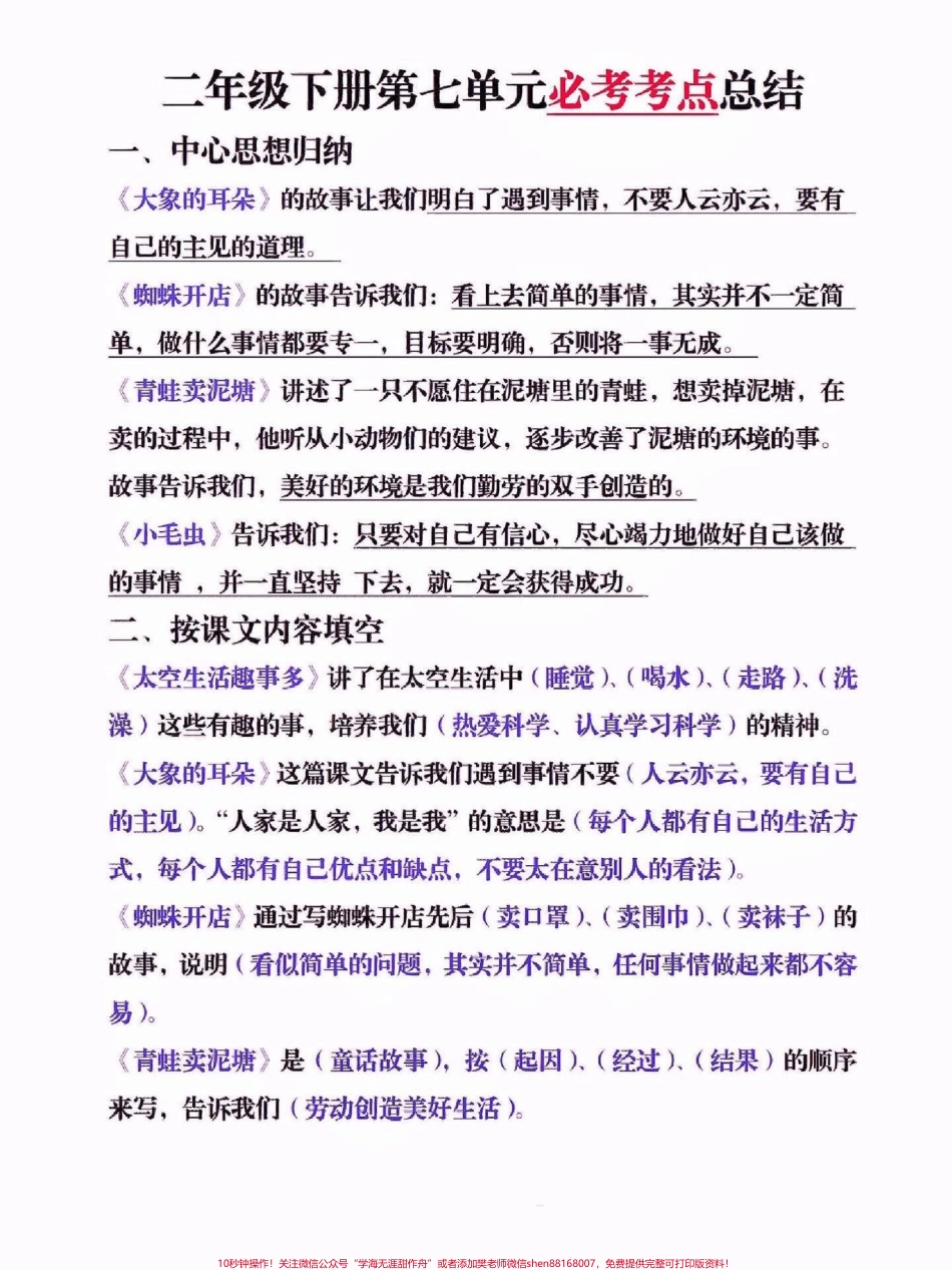 二年级语文下册第七单元考点总结二年级语文下册第七单元考点总结#二年级#二年级语文#二年级语文下册 #关注我持续更新小学知识 #家长收藏孩子受益.pdf_第2页