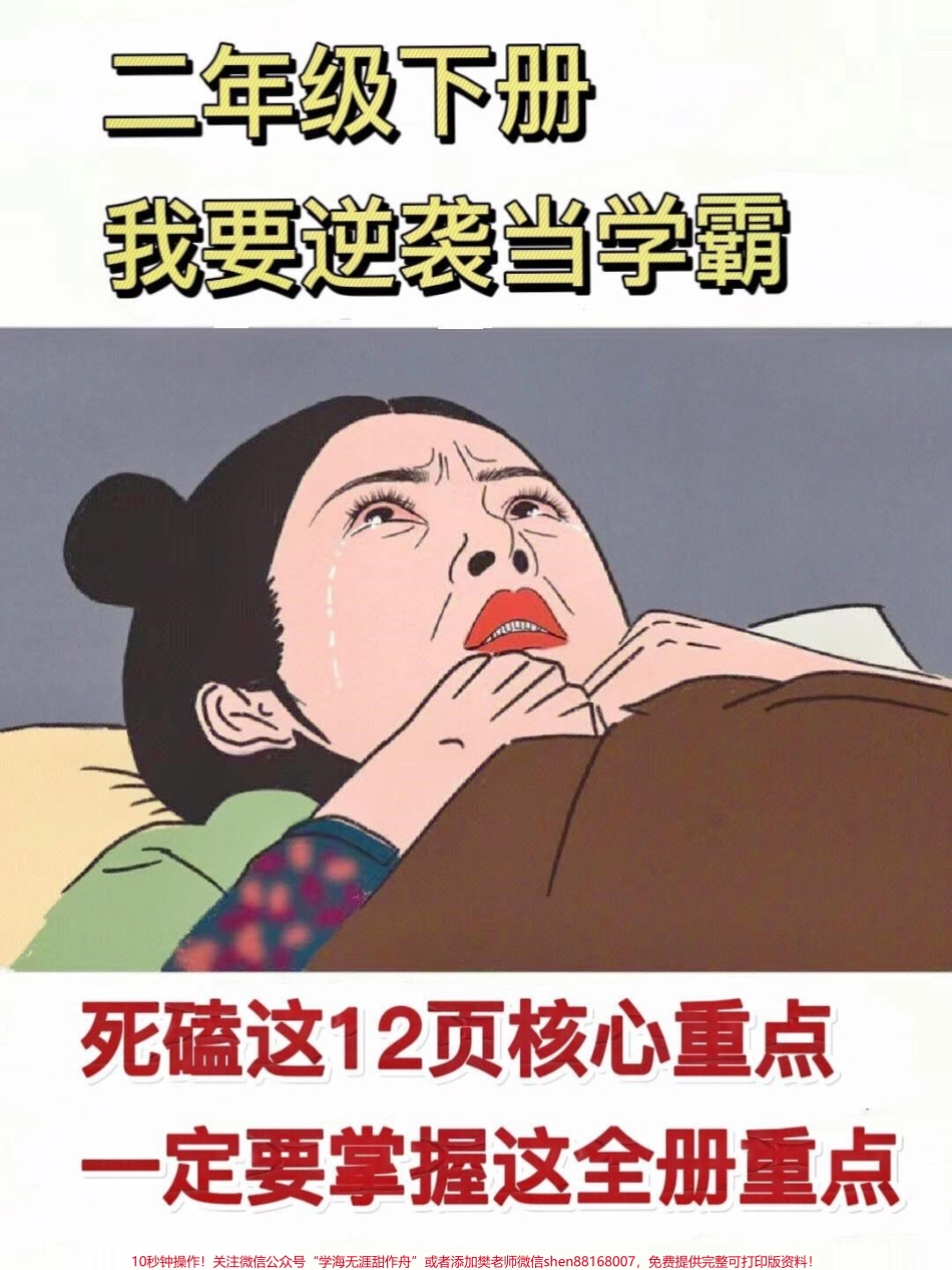 二年级下册语文重点知识汇总资料搭配课本所学重点复习这12页资料做到考试不丢分夯实基础建议家长给孩子打印出来练习练习！#二年级语文下册 #家长收藏孩子受益 #二年级语文 #词语积累 #小学知识点归纳.pdf_第1页