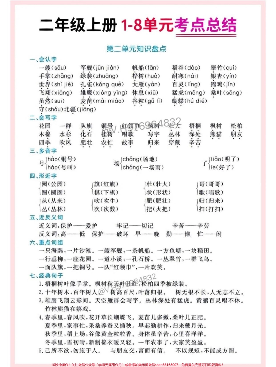 二年级语文上册 1-8单元考点总结二年级语文上册 1-8单元考点总结期末复习必备快打印出来给孩子读一读考试稳拿98分➕#二年级 #必考考点 #家长收藏孩子受益 #二年级上册语文.pdf_第2页