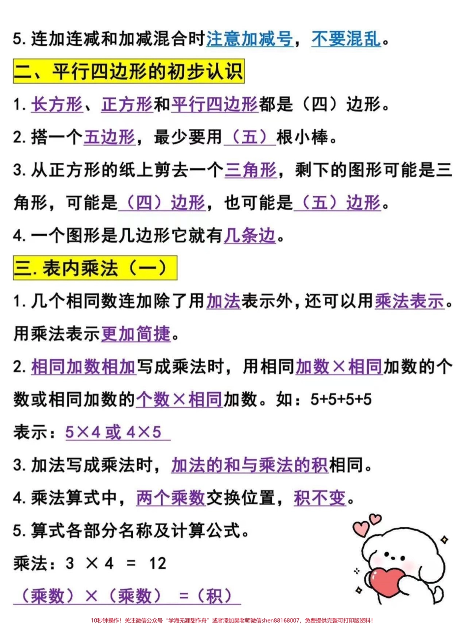 二年级数学上册必背知识点二年级上册数学常考必考知识点老师给大家整理出来了家长给孩子打印一份出来学习都是考试常考必考知识点有电子版可打印家长快给孩子打印出来学习吧！#知识点总结 #二年级 #数学 @抖音小助手.pdf_第3页