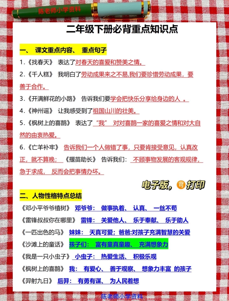 二年级下册语文全册重点难点资料必背重点都在这里！一共12页可打印,全是考试必考重点知识点！老师精心整理给孩子打印出来记一记！#二年级语文 #二年级下册语文 #二年级下册 #二年级语文预习 #二年级语文下册.pdf_第2页