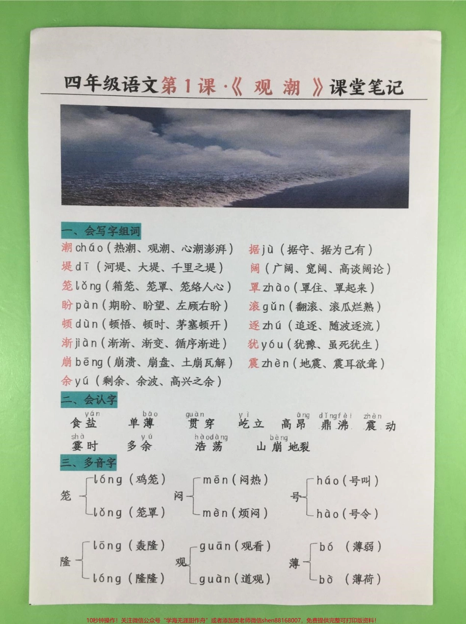 四年级上册语文第一单元各课知识点汇总#四年级 #四年级上册语文 #知识点总结 #四年级语文 #小学语文.pdf_第1页