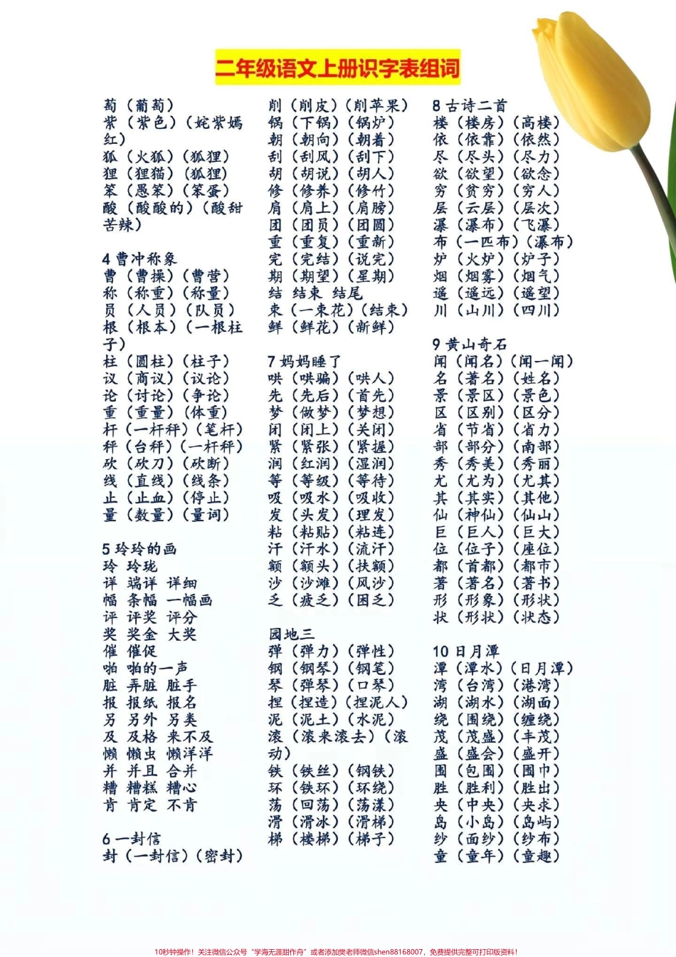 小学二年级识字表及组词需要的朋友收藏起来吧！#图文掘金计划 #每天学习一点点 #知识点总结 #期末复习 #小学语文生字.pdf_第1页