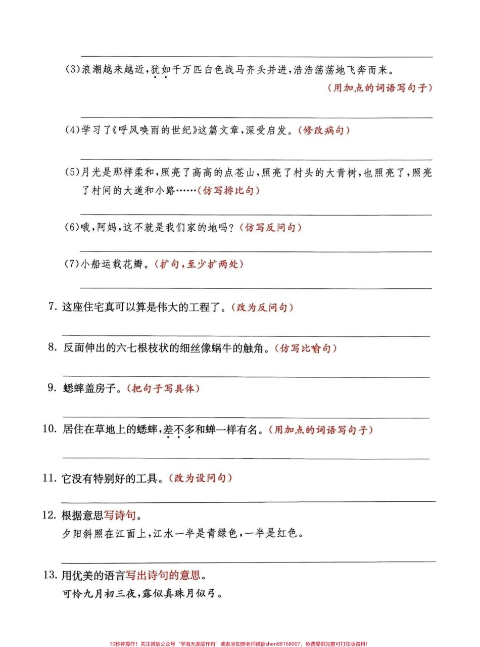 小学语文四年级上册期中句子专项训练小学语文四年级上册期中句子专项训练1-4单元句型转换#学霸必备#四年级上册语文#四年级句子#小学语文句子专项训练 #四年级上册语文.pdf_第2页