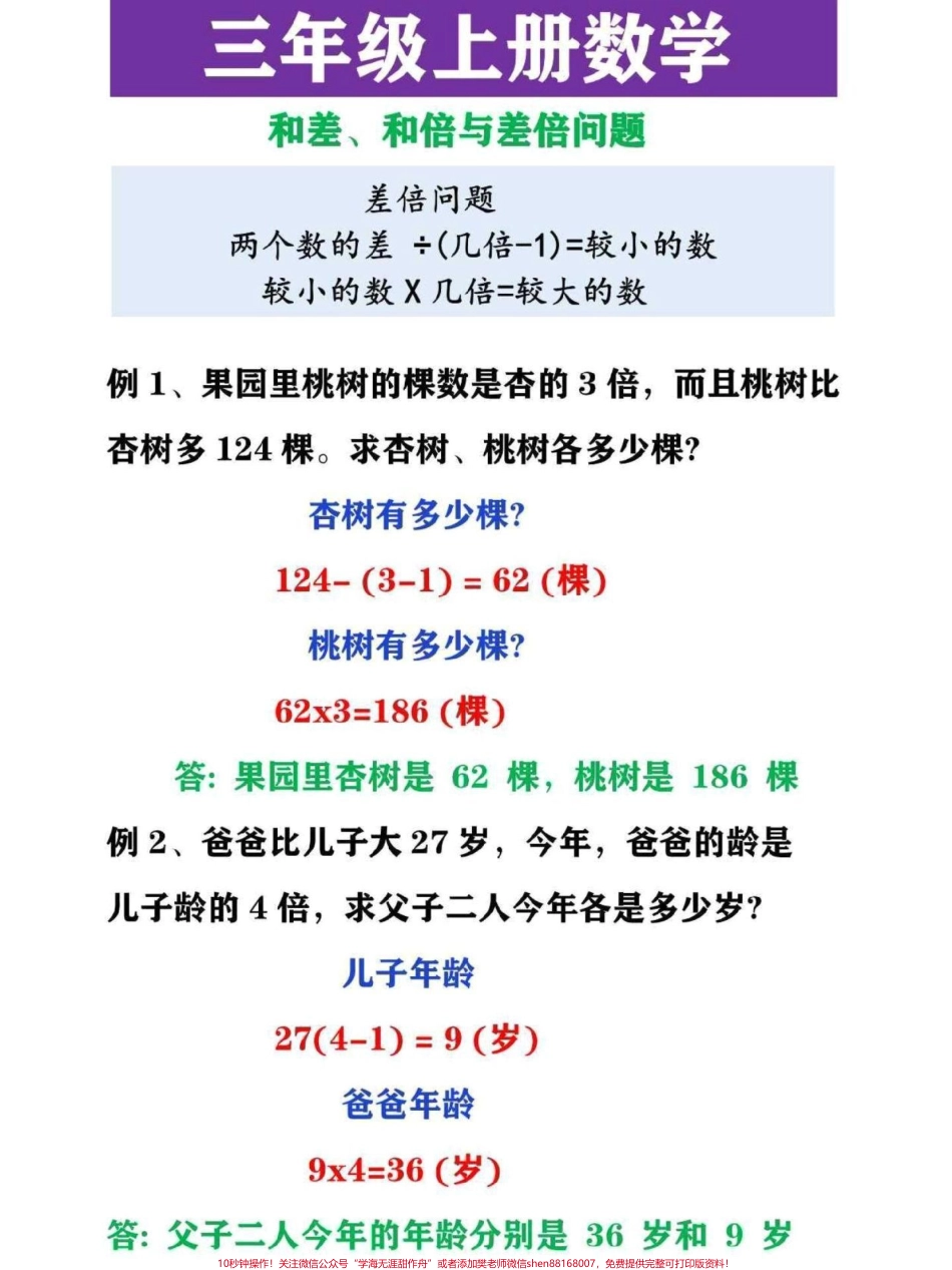 三年级数学重难点问题梳理三年级上册数学和差和倍与差倍问题是重难易考点#三年级 #三年级上册 #三年级数学 #三年级数学思维教学 #三年级语文.pdf_第3页