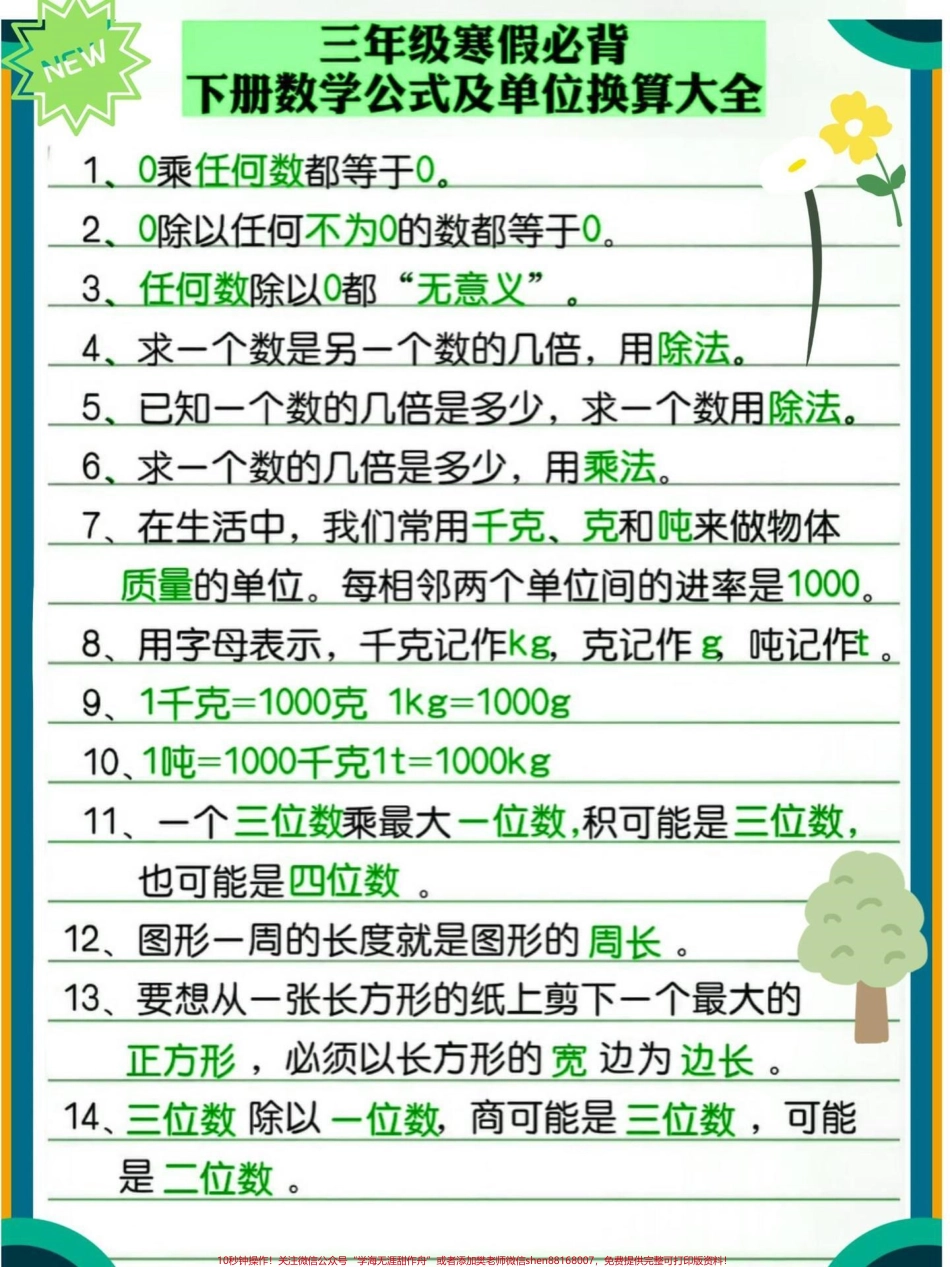 三年级下册数学寒假必背概念和公式大全#教育 #学习 #每天学习一点点 #家长收藏孩子受益 #三年级数学.pdf_第2页