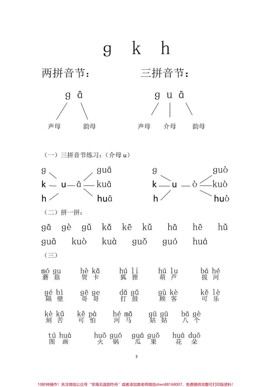 一年级拼音拼读练习卷 声母拼读家长评拼音是语文学习的基础也是难点需要多读多练！我给我家孩子打出来每天练习感觉效果特别好分享给有需要的宝妈！！！#小学语文怎么学 #语文 #一年级语文#拼音#一年级上拼音拼读练习.pdf_第3页