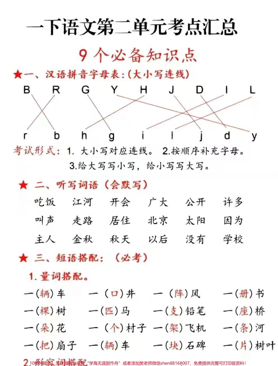 一年级下册语文期末考点汇总#一年级语文下册 #一年级重点知识归纳 #学习资料分享 #期末复习.pdf_第2页