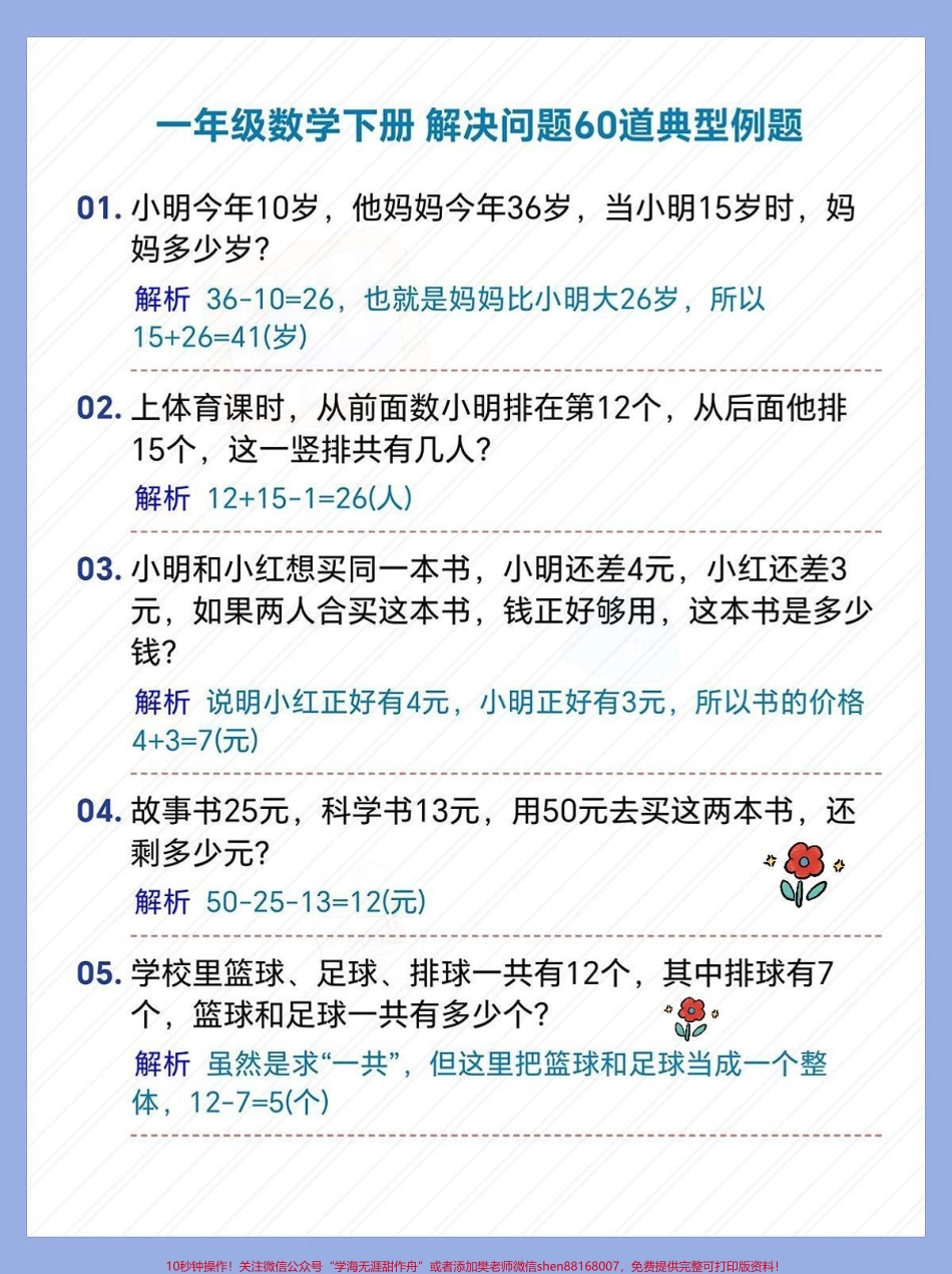 一年级数学下册解决问题例题解析60题一年级数学下册解决问题例题解析60题#不懂就问有问必答 解决问题又称应用题对一年级同学来说刚刚接触会有些困难这里将一些典型的例题总结并解析希望能帮助同学们进步#一年级数学下册 #一年级数学解决问题#一年级数学题.pdf_第2页