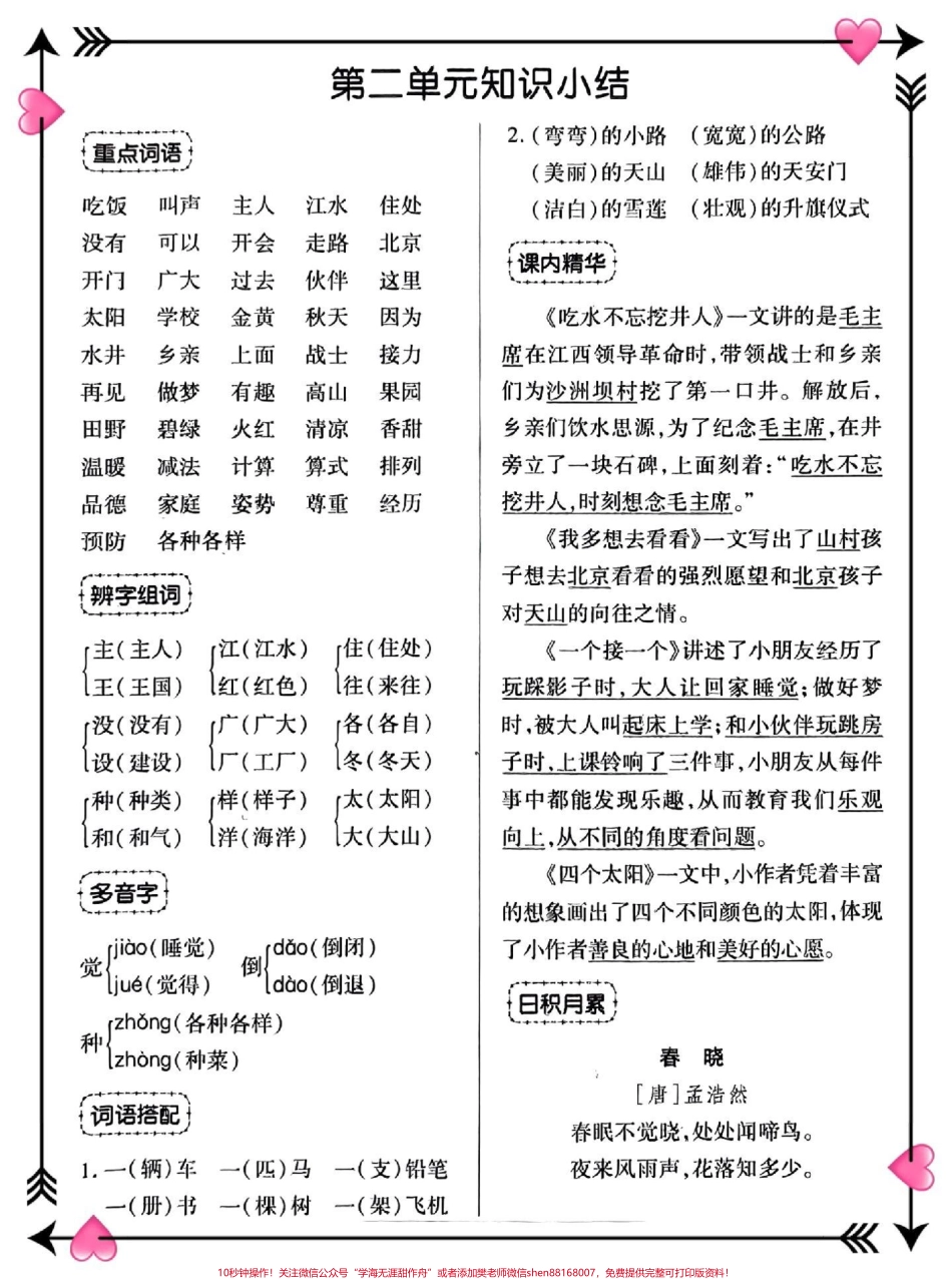 一年级语文下册考点总结归纳1-8单元考点归纳总结包含字词 课文重点 日积月累考试必考重点预复习总结家长打印收藏#图文伙伴计划 #一年级语文#必考考点 #知识点总结#一年级重点知识归纳.pdf_第3页