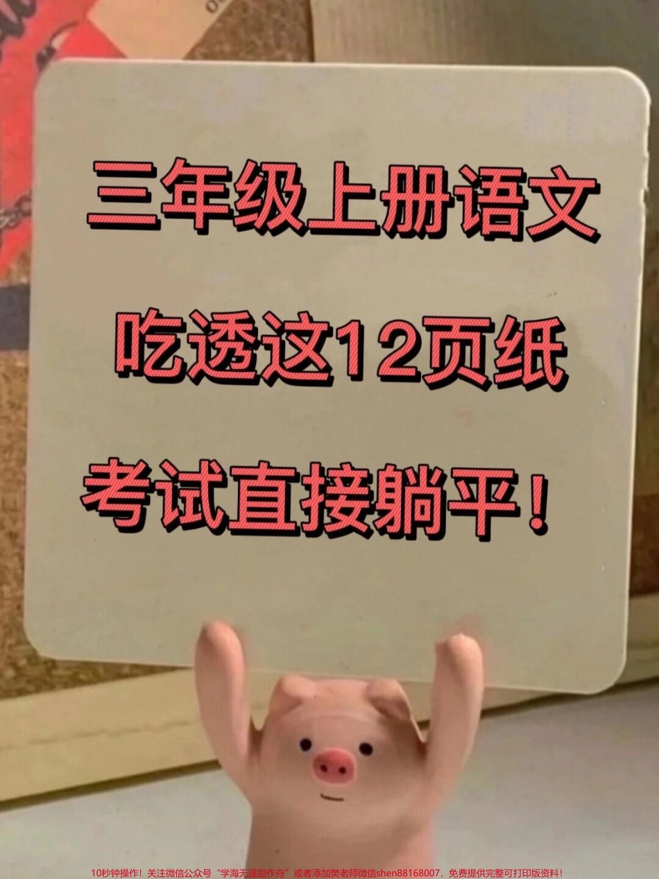 记住啦！想要三年级上册语文考出98分的成绩这份高频知识点总结必不可少！快来打印一份每天早晨朗读晚上背诵掌握学霸秘籍轻松应对考试！#三年级上册语文 #三年级语文重点归纳 #知识点总结.pdf_第1页