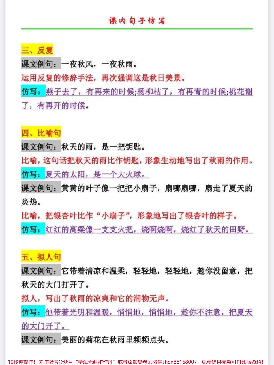 三年级上册语文仿写句子三年级上册语文仿写句子第二单元的都整理好了仿写句子是考试必考内容即便到了初中也还是会考到家长给孩子收藏起来平时让孩子多读读背背仿照例子写写这样考试的时候会很轻松#三年级 #三年级上册语文 #句子仿写 #必考考点 #学霸秘籍.pdf_第2页