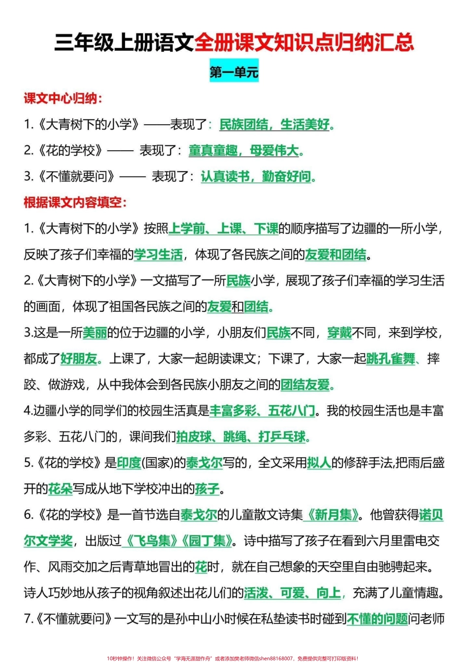 三年级上册重要知识点归纳汇总三年级上册考点和重点归纳给同学们整理好了抽空打印出来读一读背一背为三年级语文打好基础#二升三 #暑假预习 #三年级语文.pdf_第1页