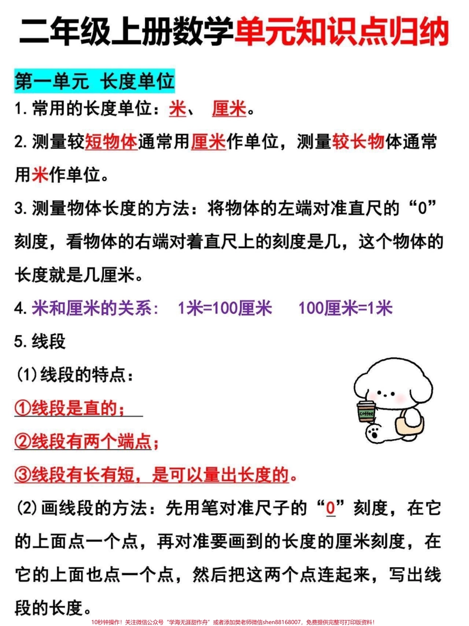 二年级上册数学单元知识点归纳二年级上册数学知识点汇总老师给大家整理出来了家长给孩子打印一份出来学习都是考试常考必考知识点有电子版可打印家长快给孩子打印出来学习吧！#知识点总结 #二年级数学 #必考考点 @抖音小助手.pdf_第2页