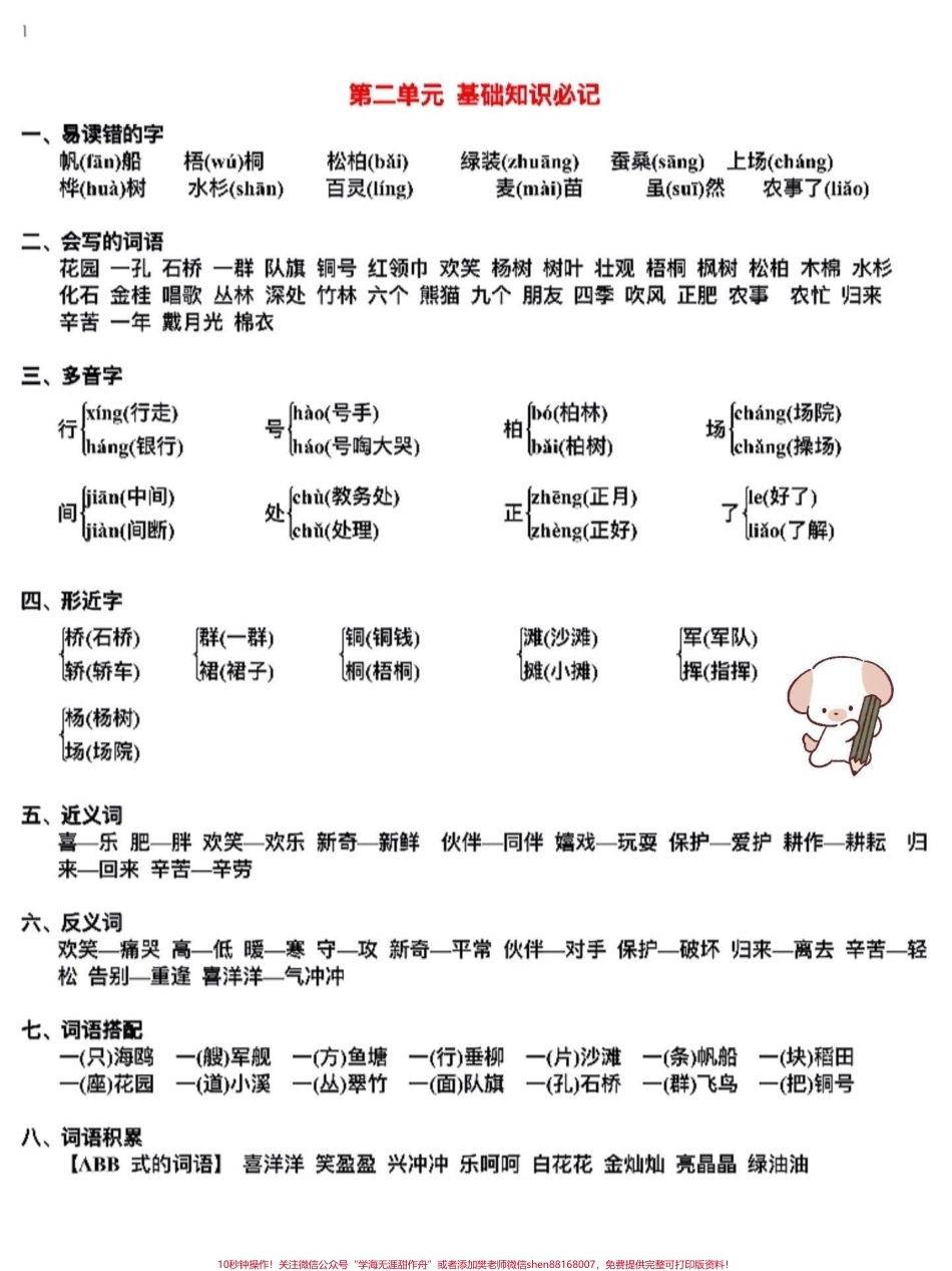二年级语文上册必背知识点汇总二年级上册语文课文重点必背老师给大家整理出来了家长给孩子打印一份出来学习都是考试常考必考知识点有电子版可打印家长快给孩子打印出来学习吧！#知识点总结 #二年级语文 #必考考点 @抖音小助手.pdf_第3页