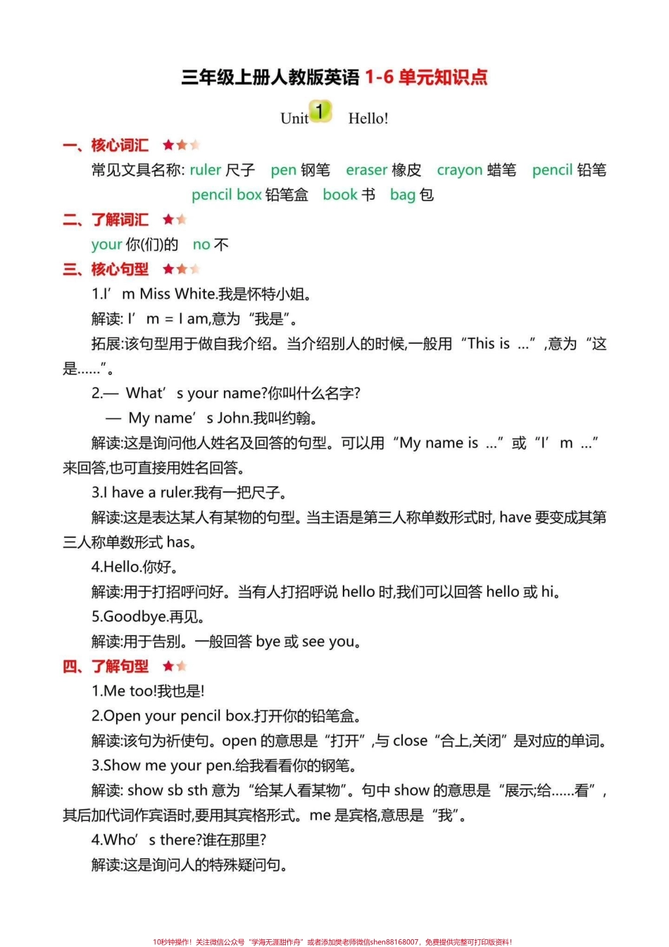 三年级上册1到6单元知识清单三年级上册1-6单元知识点总结打印一份提前预习为开学打好基础#二升三 #三年级英语 #暑假预习.pdf_第1页