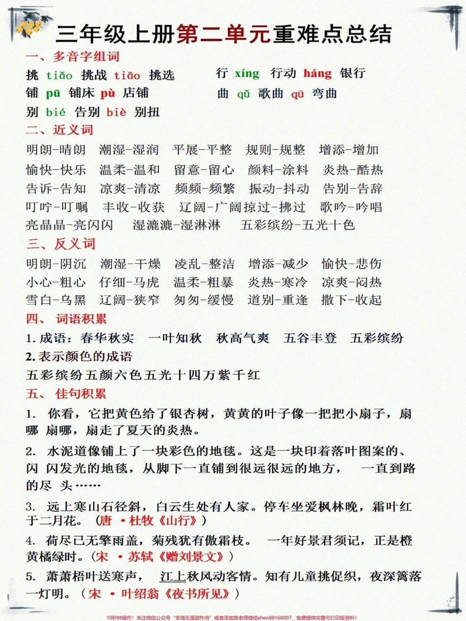 三年级上册语文1—8单元知识汇总三年级上册语文1—8单元知识汇总家长们赶紧收藏给孩子打印出来开学备用#知识点总结 #三年级上册语文 #学习资料分享 #三年级语文重点归纳 #每天学习一点点.pdf_第2页