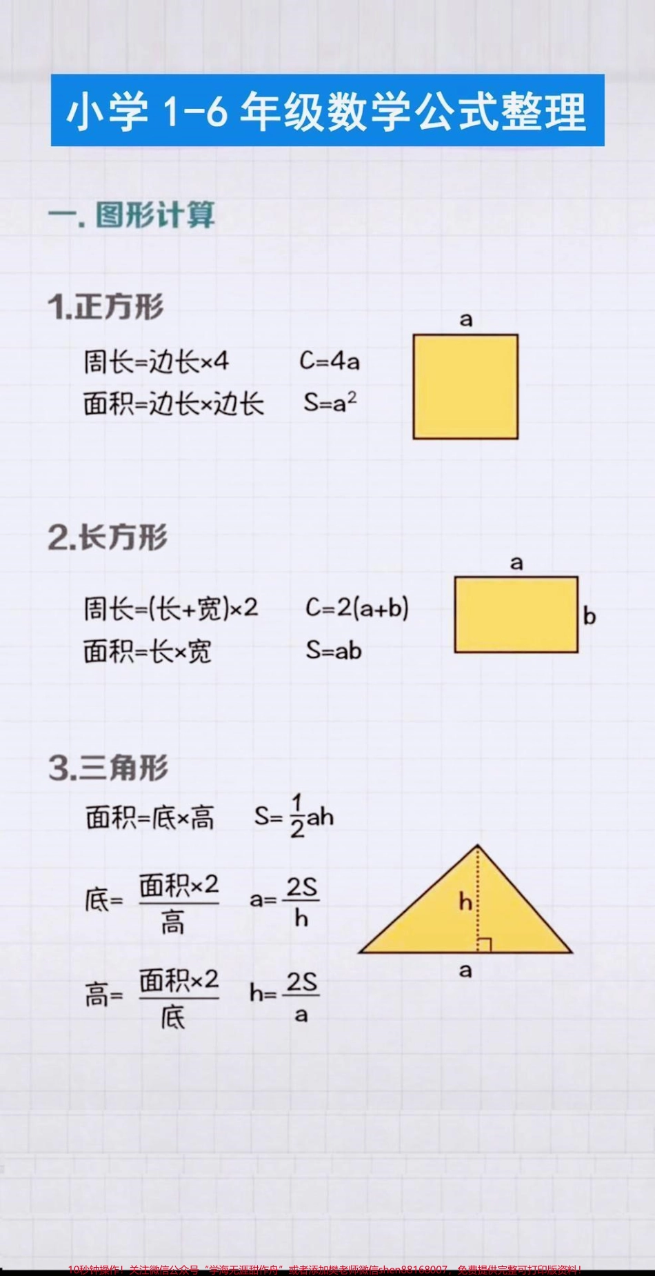 小学1-6年级数学公式给孩子们整理好啦✅为了期末考试冲鸭！一定记得点赞收藏✅#小学数学 #必考考点 #公式 #学浪计划 #每天学习一点点(2).pdf_第1页