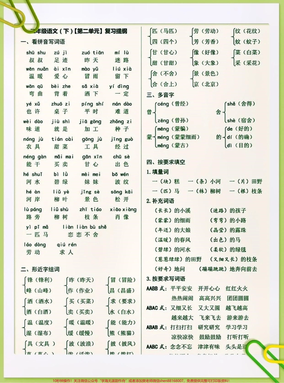 二年级下册语文复习提纲#二年级语文下册 #关注我持续更新小学知识 #小学语文知识点 #必考考点 #期末复习 @抖音小助手 @抖音热点 @抖音创作者中心 @抖音热点宝.pdf_第3页