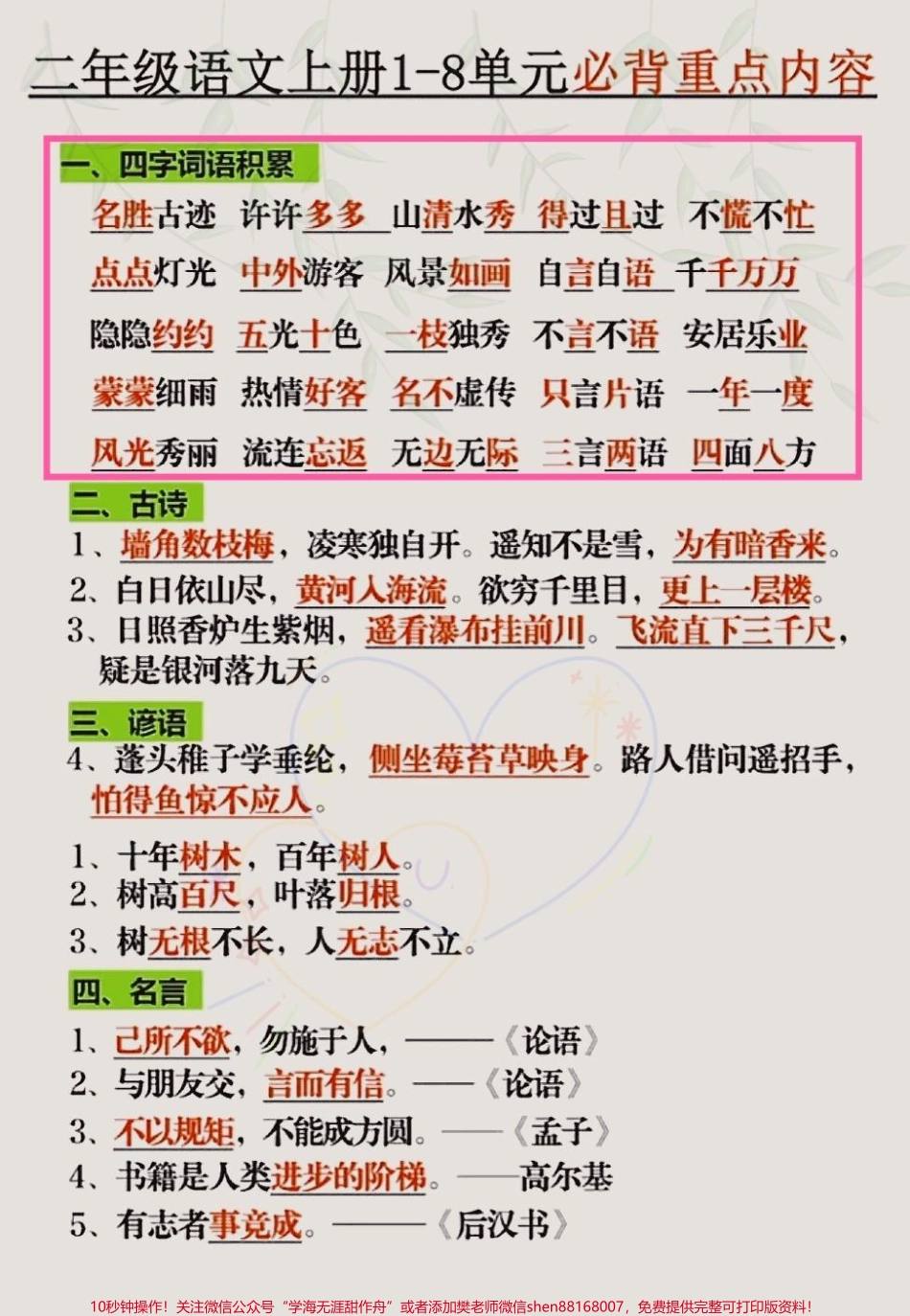 二年级语文上册期中考试就考这些重点打印出来考前快背一背#期中复习 #必考考点 #二年级上册语文 #二年级语文上册知识归纳 #二年级语文上册期中复习 @抖音热点宝.pdf_第1页