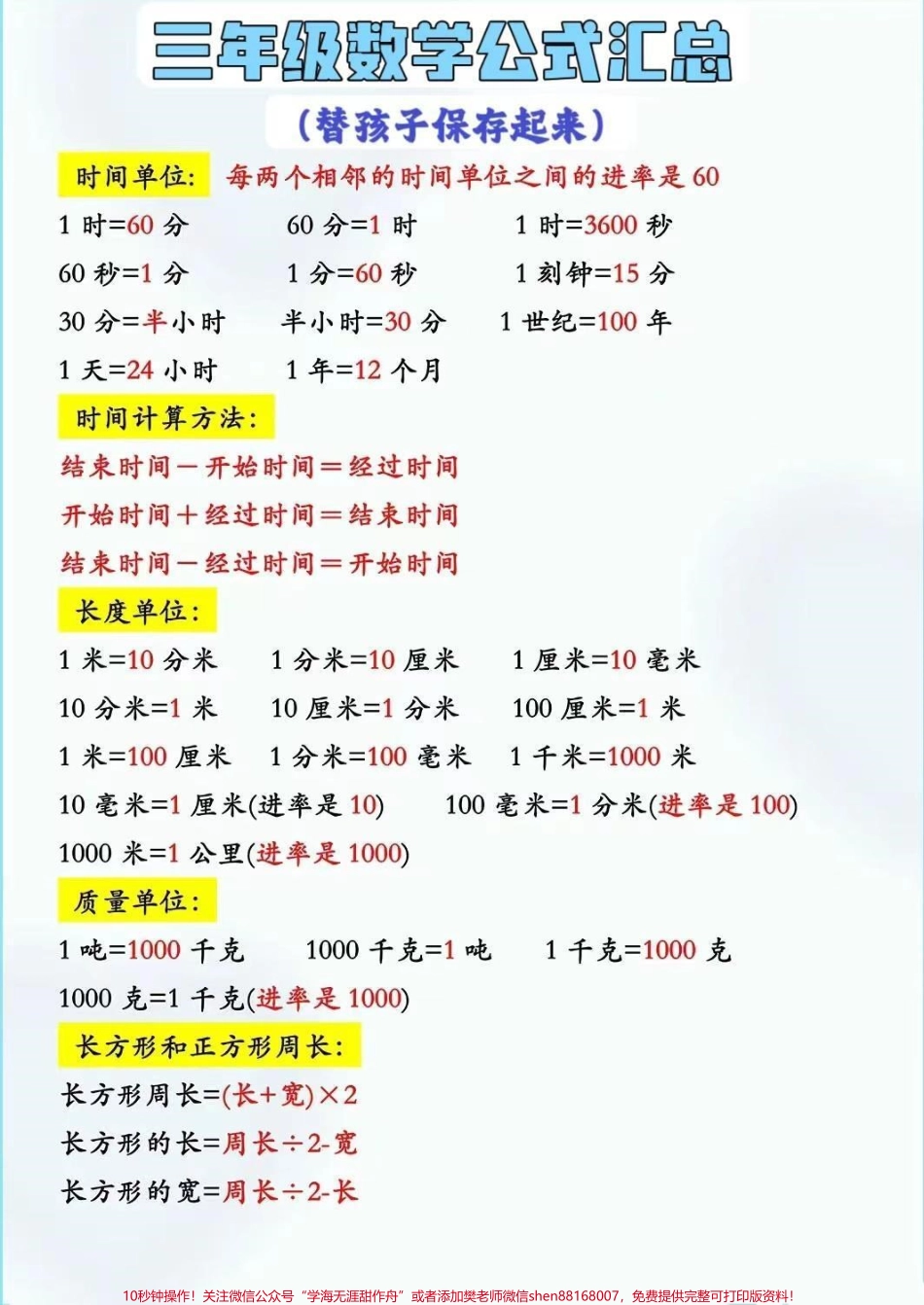 三年级 数学上册公式家长收藏吧！ #家长必读##学霸秘籍#每天学习一点点 #三年级数学 #小学数学解题技巧.pdf_第1页