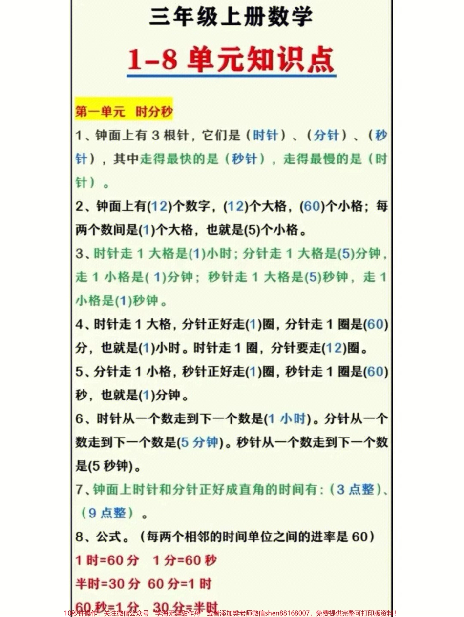 三年级上册数学1-8单元必背知识点归纳#家长收藏孩子受益 #小学知识点归纳 #学习 #知识点总结 #三年级数学重点难点.pdf_第1页