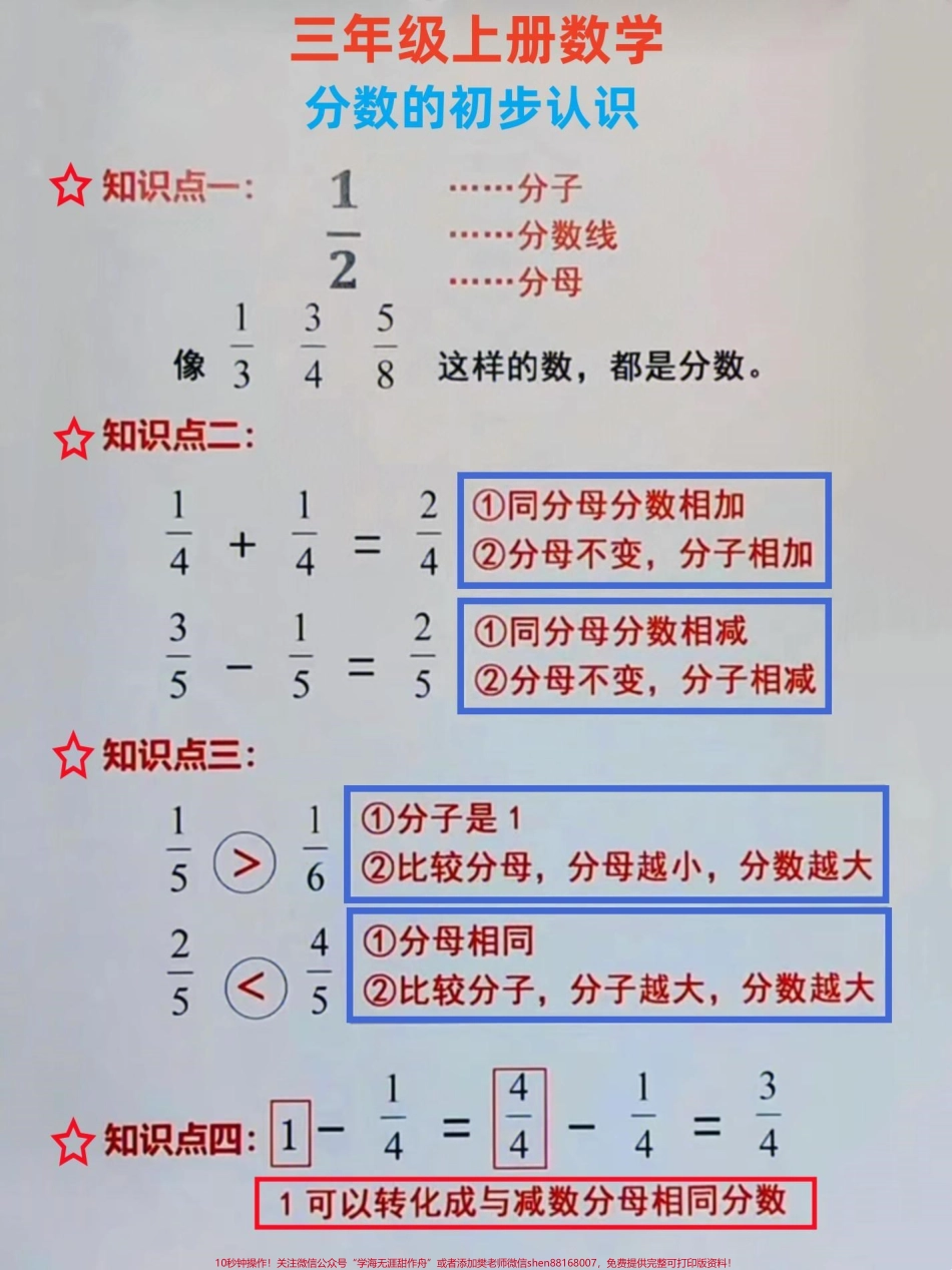 三年级上册数学期末考试必练三年级上册数学期末复习易错填空判断题归纳总结以及重点知识分数的认识#三年级 #三年级上册 #三年级数学 #寒假来了 #寒假作业.pdf_第2页