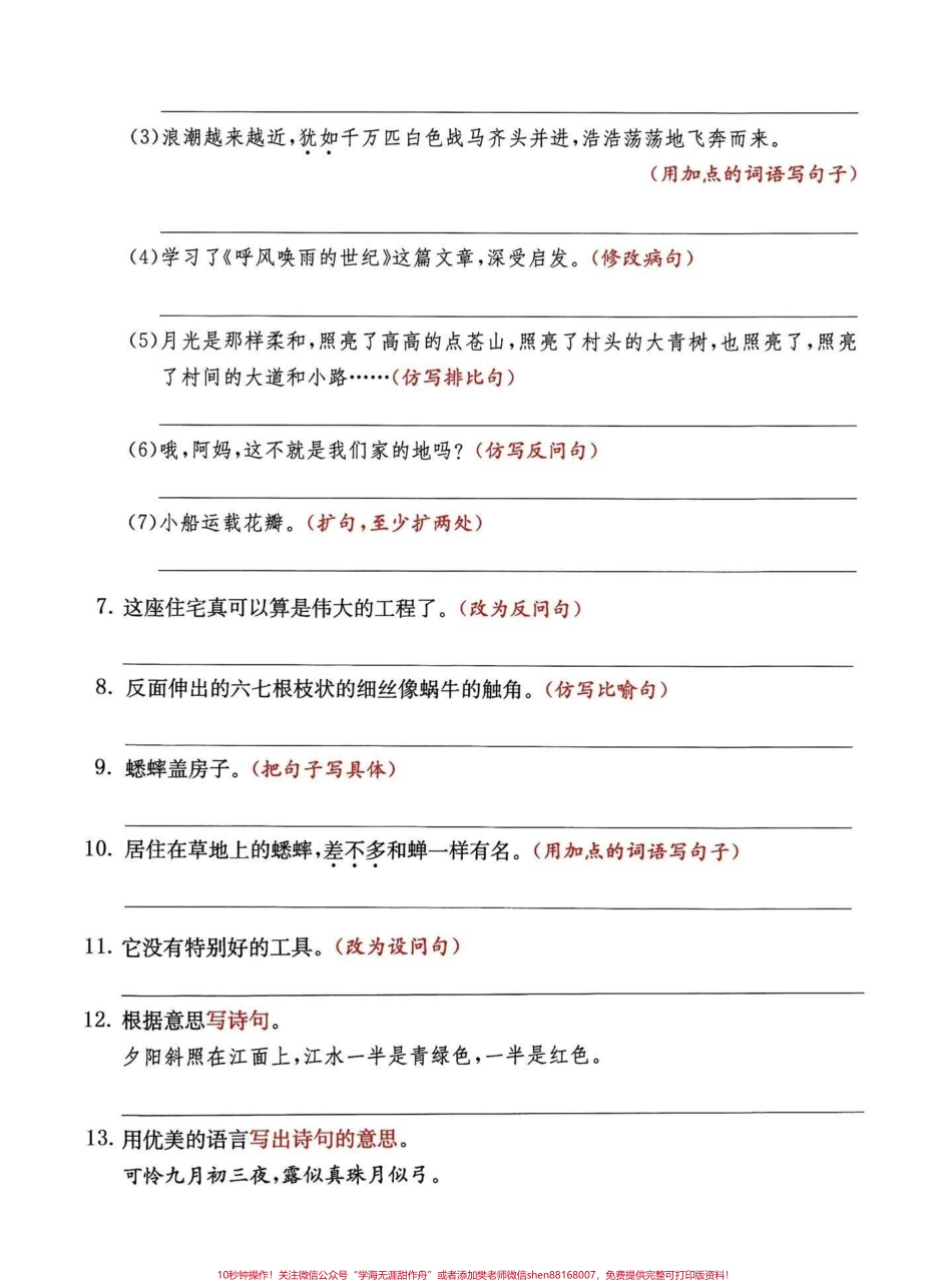 四年级上册语文句子练习#必考考点 #学习资料分享 #知识点总结 #四年级上册语文 #学霸秘籍 - 副本.pdf_第2页
