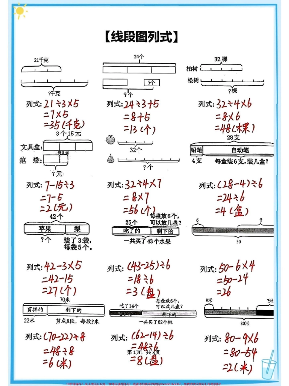 二年级下册数学必考线段图看图列式计算#每天学习一点点 #知识点总结 #小学数学 #教育 #必考考点.pdf_第3页