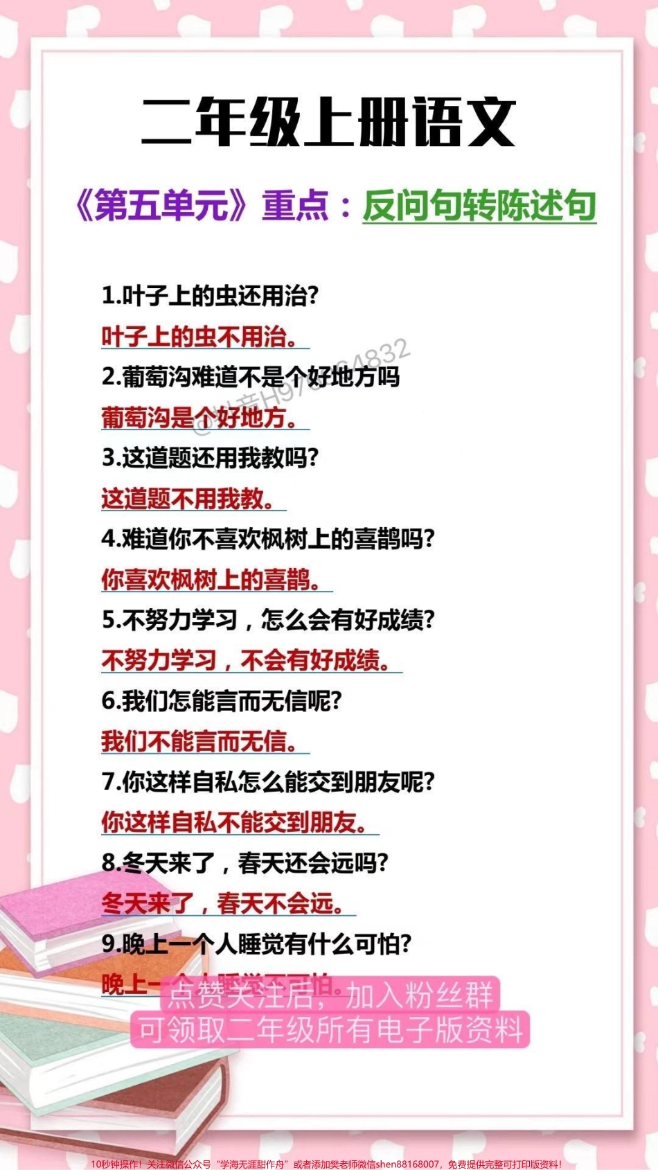 二年级语文上册第五单元重点❗️【反问句】、【感叹句】转为【陈述句】#家长收藏孩子受益 #二年级 #二年级上册语文 #必考考点 #必考考点.pdf_第2页