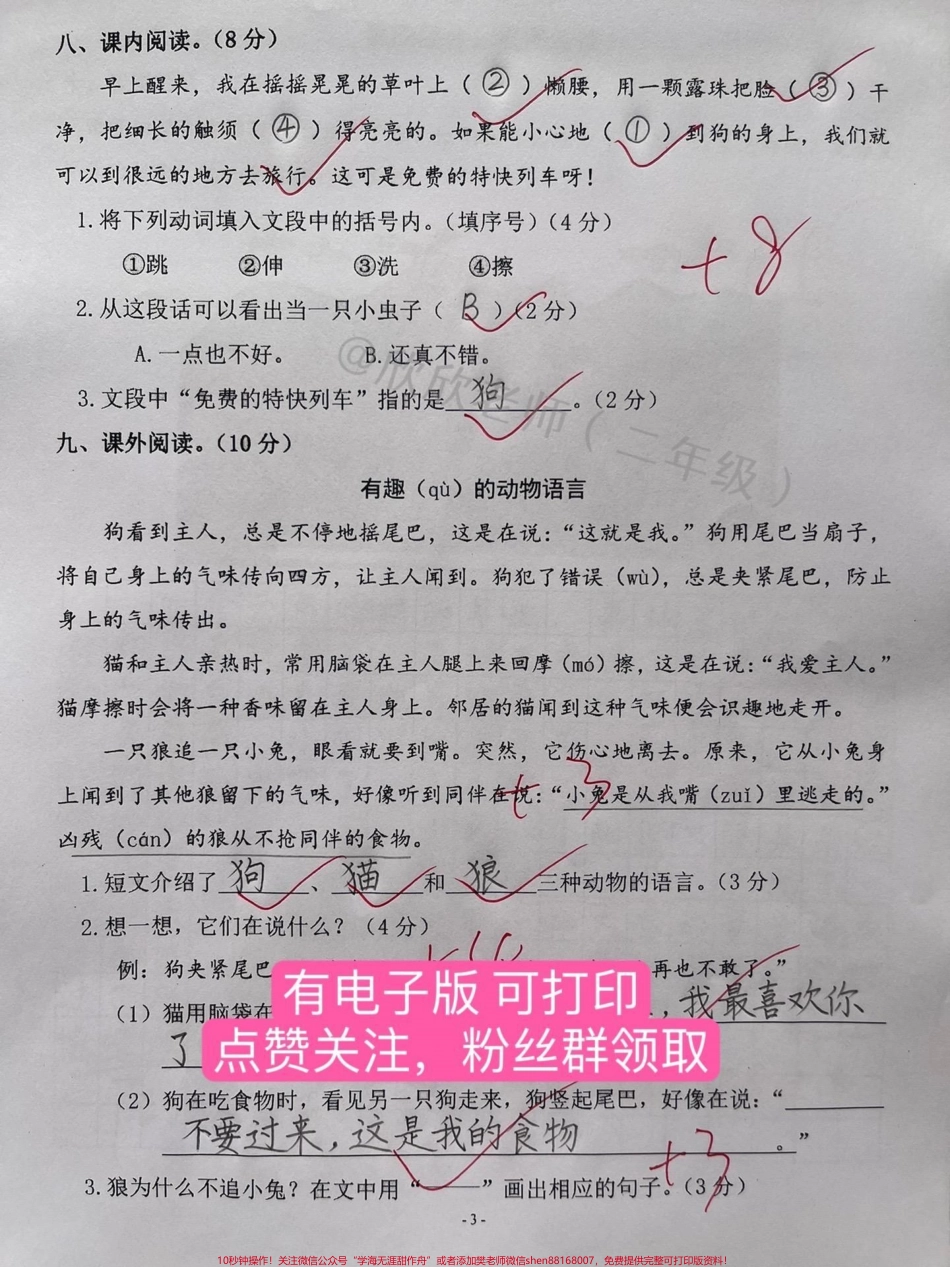 二年级语文下册 期中检测卷#二年级 #二年级语文下册 #家长收藏孩子受益 #必考考点 #期中考试.pdf_第3页