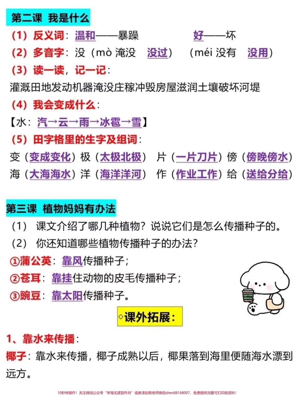 二年级上册语文单元知识点汇总二年级上册语文课文重点老师给大家整理出来了家长给孩子打印一份出来学习都是考试常考必考知识点有电子版可打印家长快给孩子打印出来学习吧！#二年级语文 #知识点总结 #单元复习 @抖音小助手.pdf_第3页