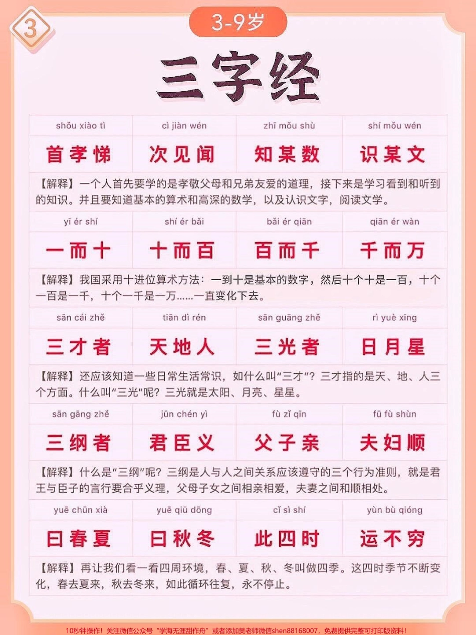 国学启蒙孩子熟读三字经可知千古事国学启蒙读物孩子熟读三字经, 可知千古事贴心的拼音+注释版的三字经完整版来了再也不用担心孩子读不懂了给孩子收好！#三字经 #幼儿国学启蒙 #知识分享 #家长收藏孩子受益 #抖音教育.pdf_第3页