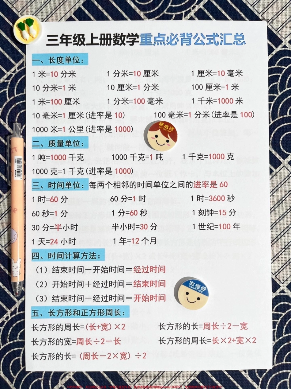 三年级上册数学的重点学习公式已经为您汇总好了！可以打印出来让孩子们阅读并记忆这些重要公式#必考考点 #知识点总结 #三年级数学 #三年级上册数学 #必背公式.pdf_第2页