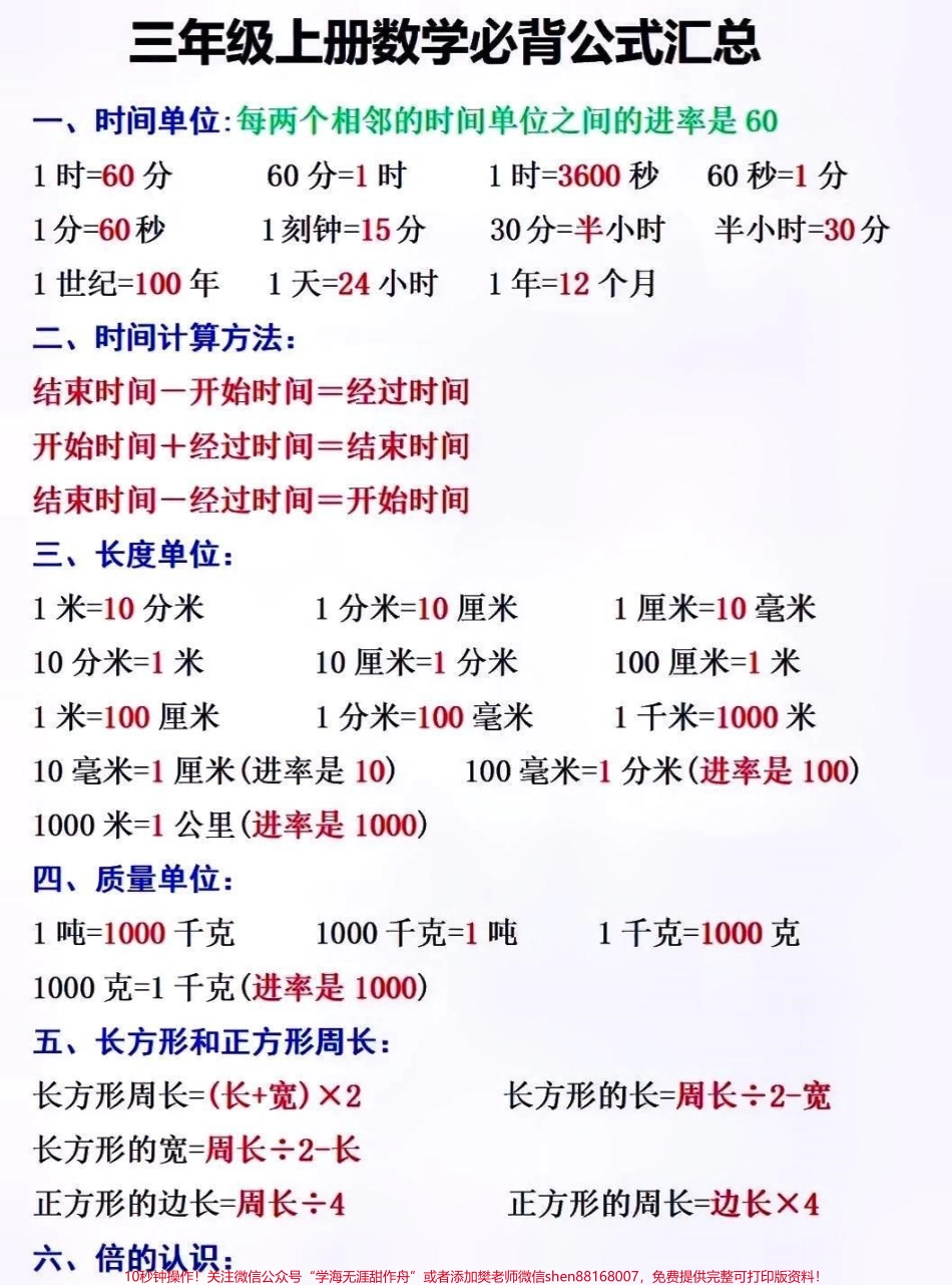 三年级数学上册必背公式汇总#关注我持续更新小学知识 #暑假预习 #知识点总结 #小学数学 #三年级数学上册 @抖音小助手 @抖音热点宝 @抖音创作者中心 @抖音来客官方助推官 @抖音DOU+上热门.pdf_第1页