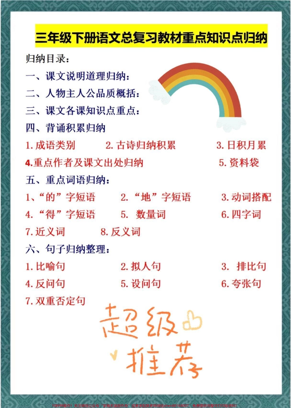 三年级下册语文总复习知识点汇总整理#教育 #学习 #每天学习一点点 #家长收藏孩子受益 #小学语文.pdf_第1页