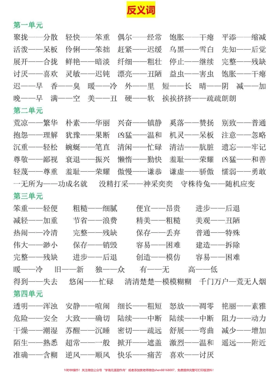 三年级语文下册近义词反义词大全三年级下册语文全册近反义词一网打尽分类学习#三年级语文 #三年级 #家长收藏孩子受益 #三年级语文下册 #三年级下册语文.pdf_第3页