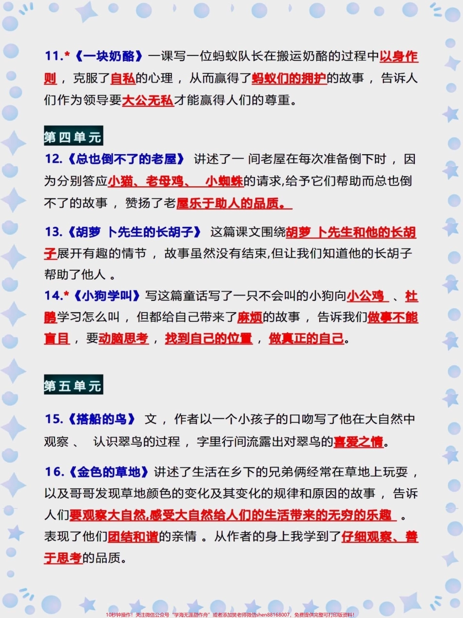 三年级上册语文每课中心思想总结家长们给孩子收藏起来提前读一读背一背#学习资料分享 #学霸秘籍 #知识点总结 #每天学习一点点 #必考考点.pdf_第3页