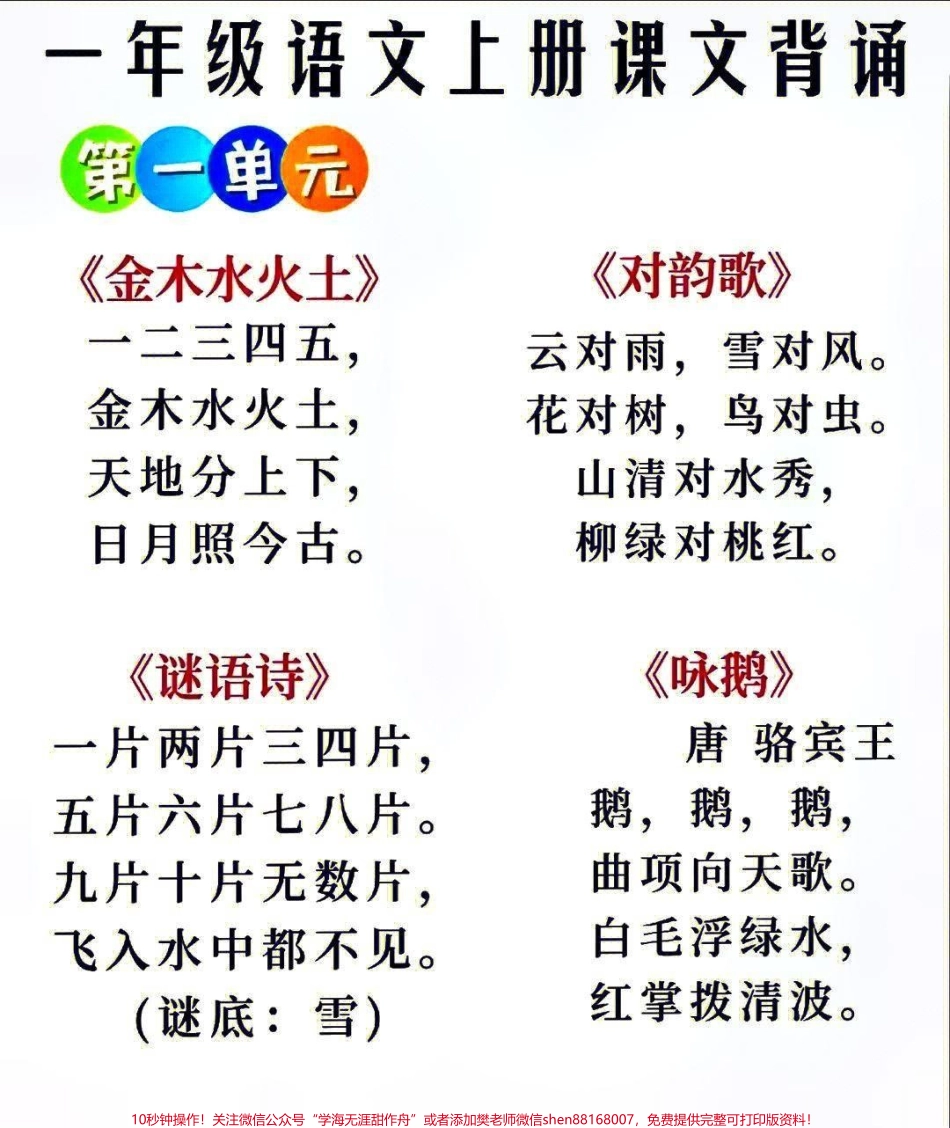一年级上册语文1-8单元必背知识点汇总#小学语文资料分享 #家长收藏孩子受益 #教育 #知识点总结 #每天学习一点点.pdf_第1页