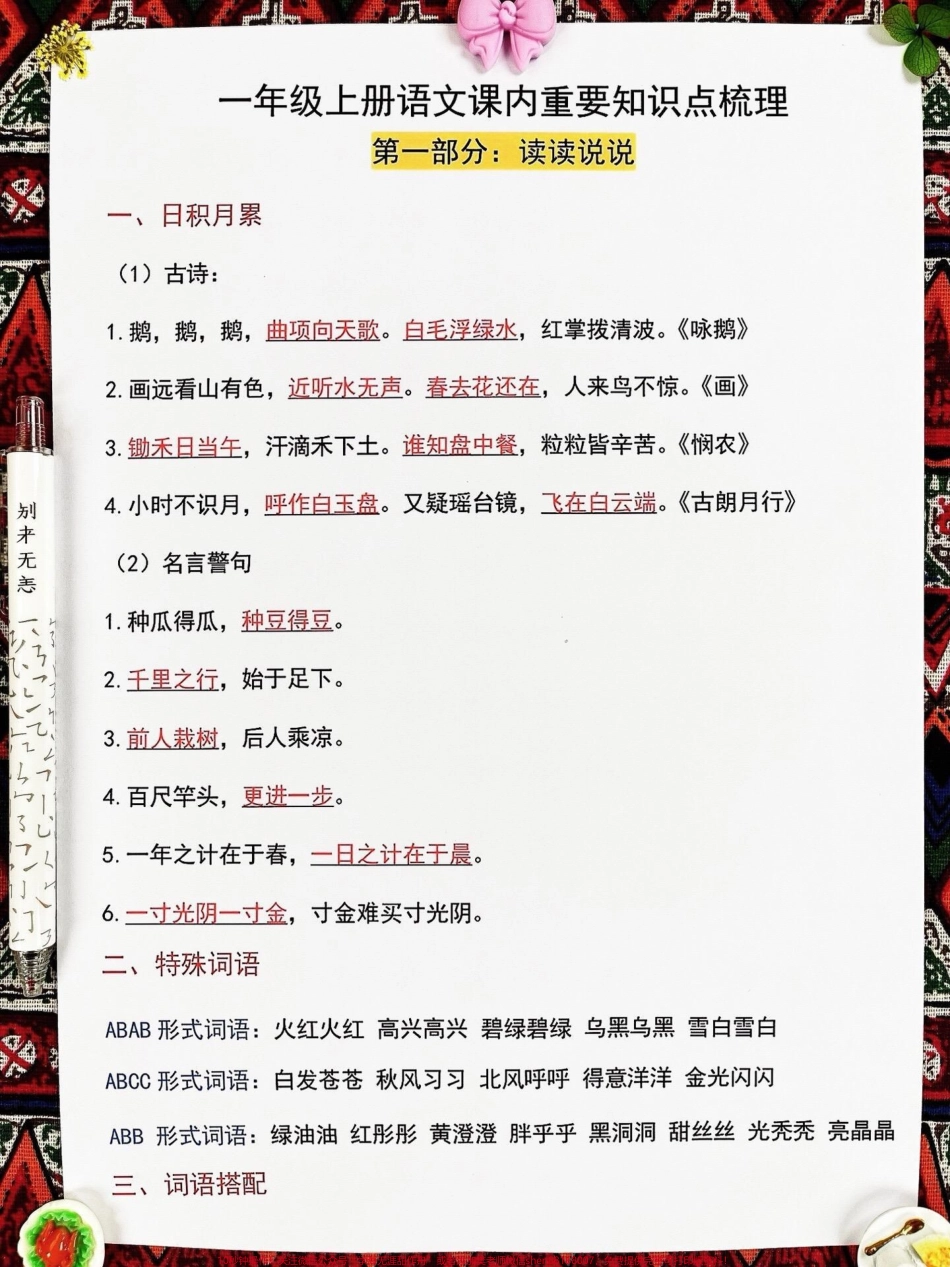 一年级上册语文的核心知识点已经总结完毕这份常考核心知识点总结已经准备就绪家长们不妨打印出来让孩子好好学习掌握这些重要的知识点为学习语文打下坚实的基础！#一年级语文 #一年级知识点 #核心知识 #必考 #一年级上册语文.pdf_第2页