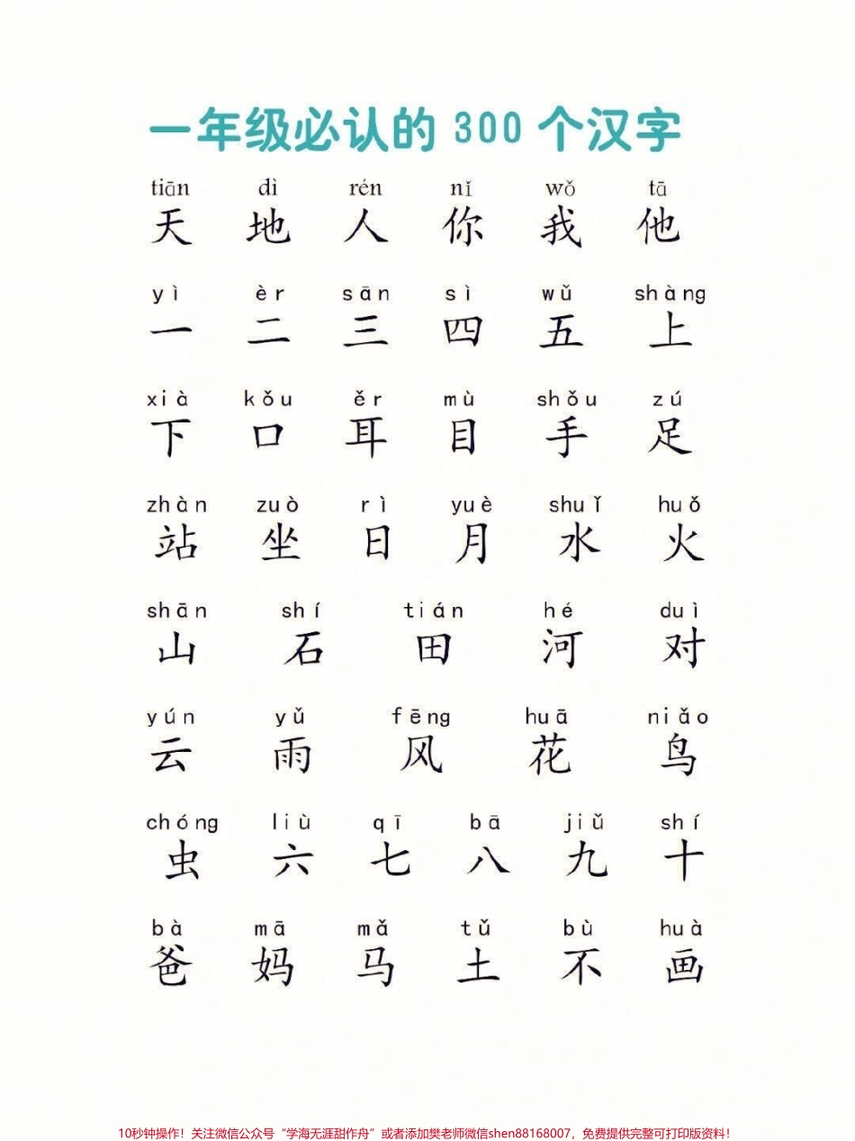 一年级语文必认300个汉字快收藏❗️一年级语文必认300个汉字#一年级语文字词专项#一年级 #一年级语文 #家长收藏孩子受益 #知识分享.pdf_第1页