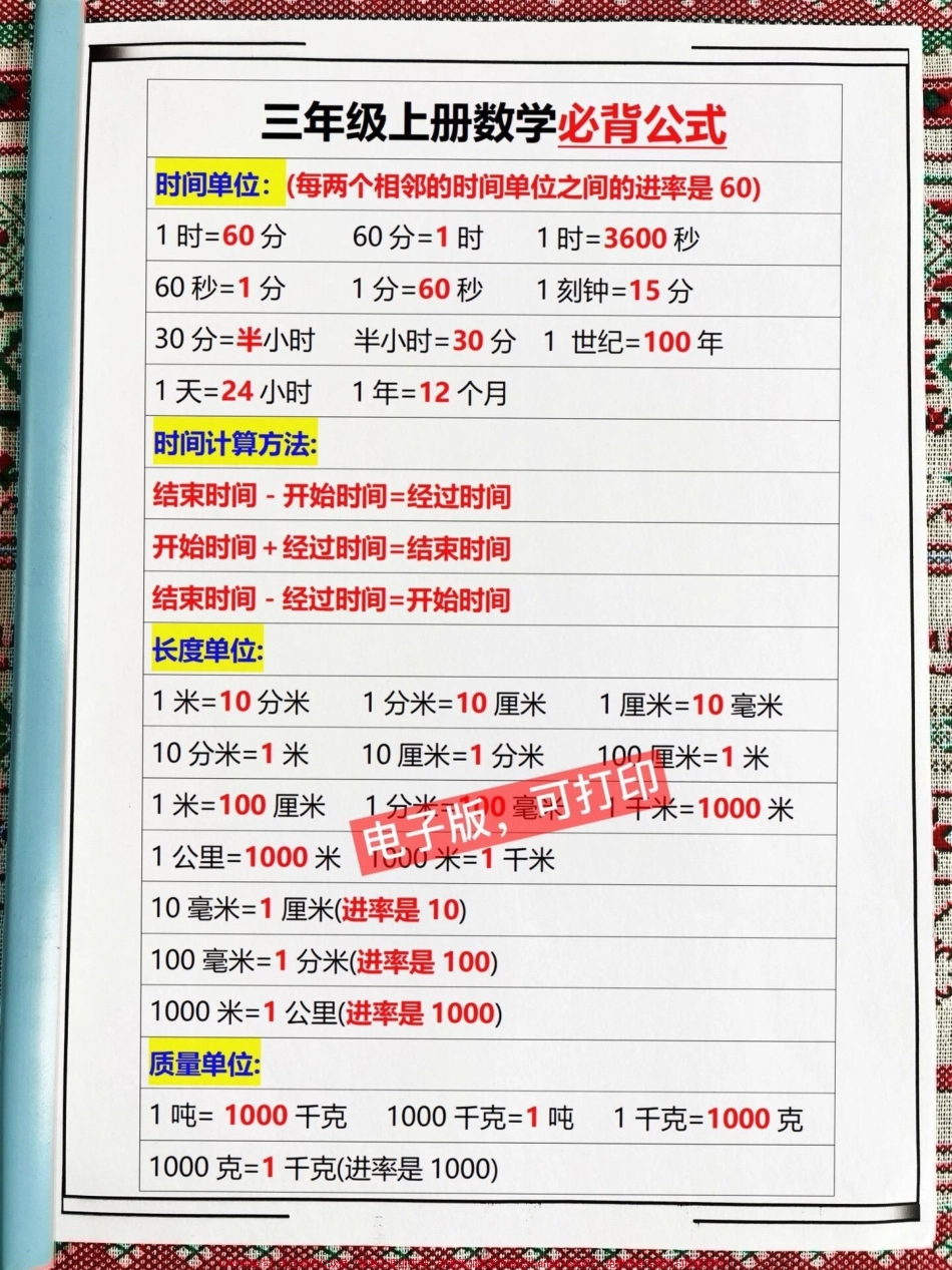 二年级升入三年级的学生需要牢记的数学公式这些公式将在二升三数学课程中被广泛应用同时也是暑期作业中的一部分通过预习和复习小学生们能够更好地迎接新学期的挑战#二升三 #二升三数学 #暑假作业 #小学数学 #预习.pdf_第2页